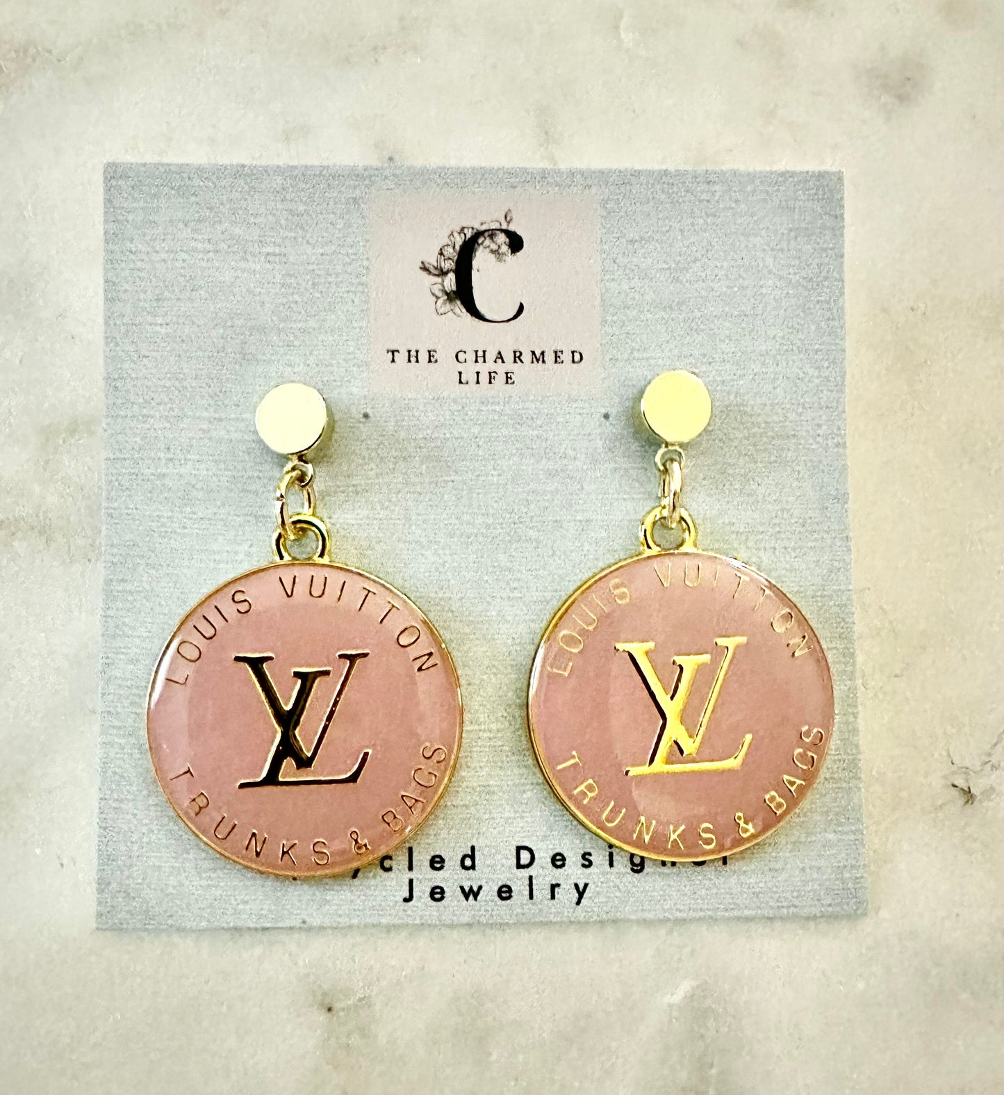 LV Pink trunks&bag earrings