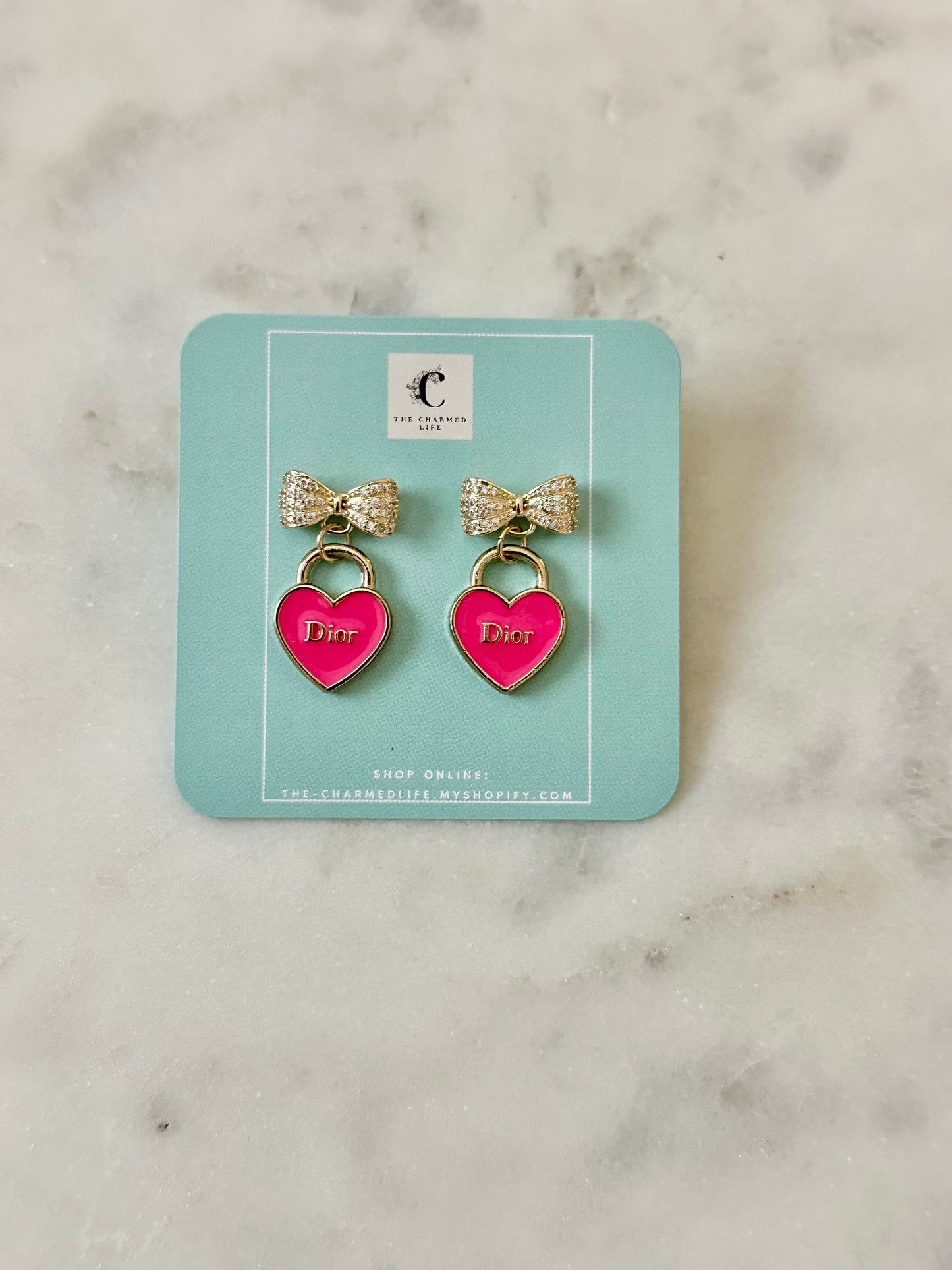 Dior pink heart earrings