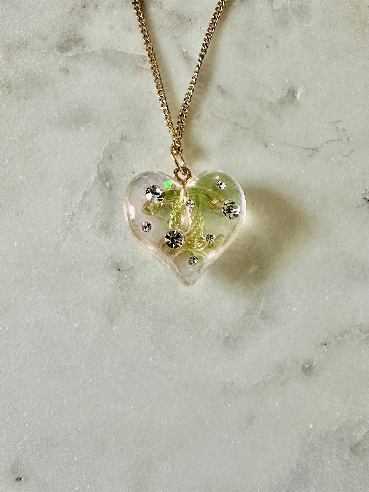 CC iridescent heart necklace