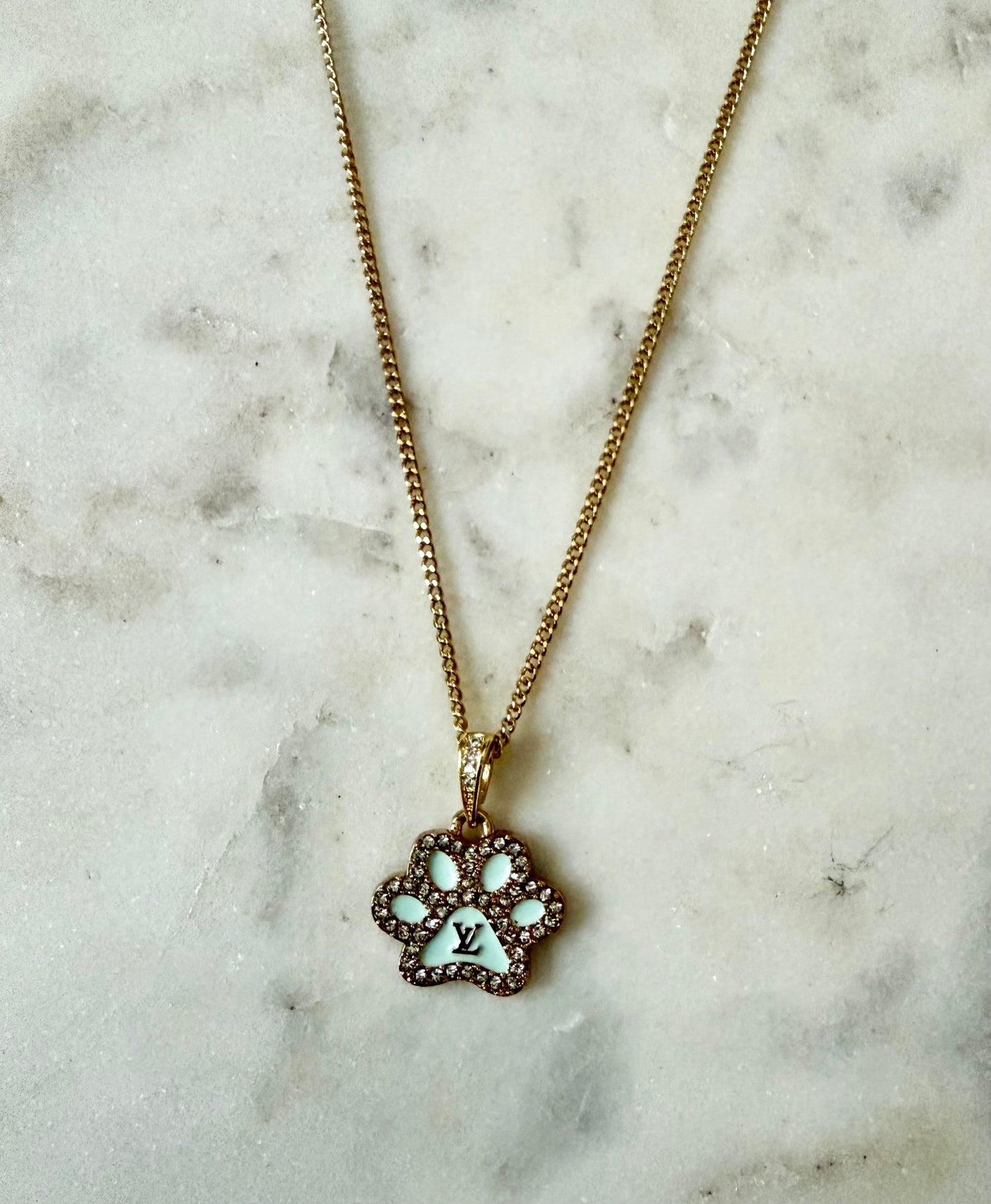 LV mint paw necklace