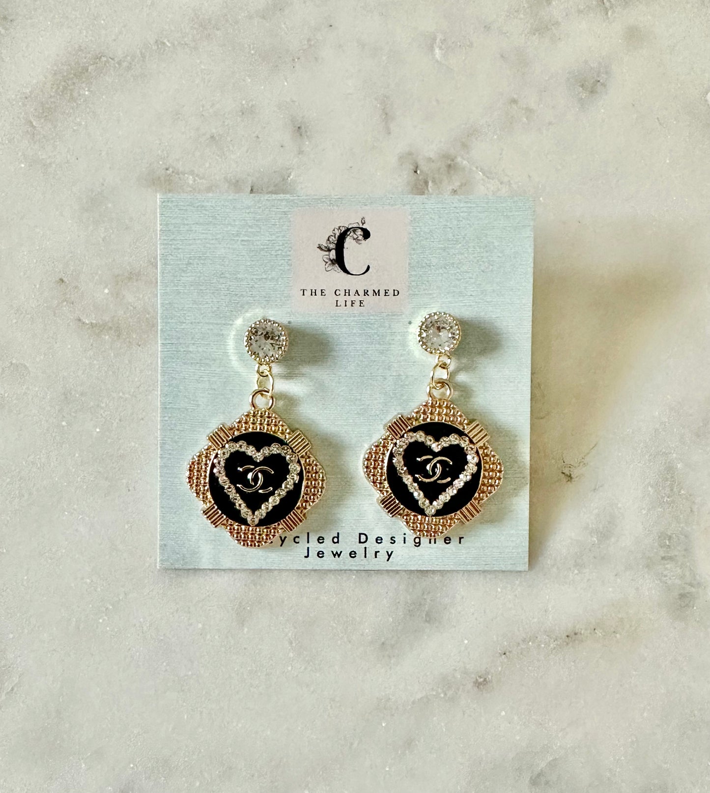 CC black heart earrings