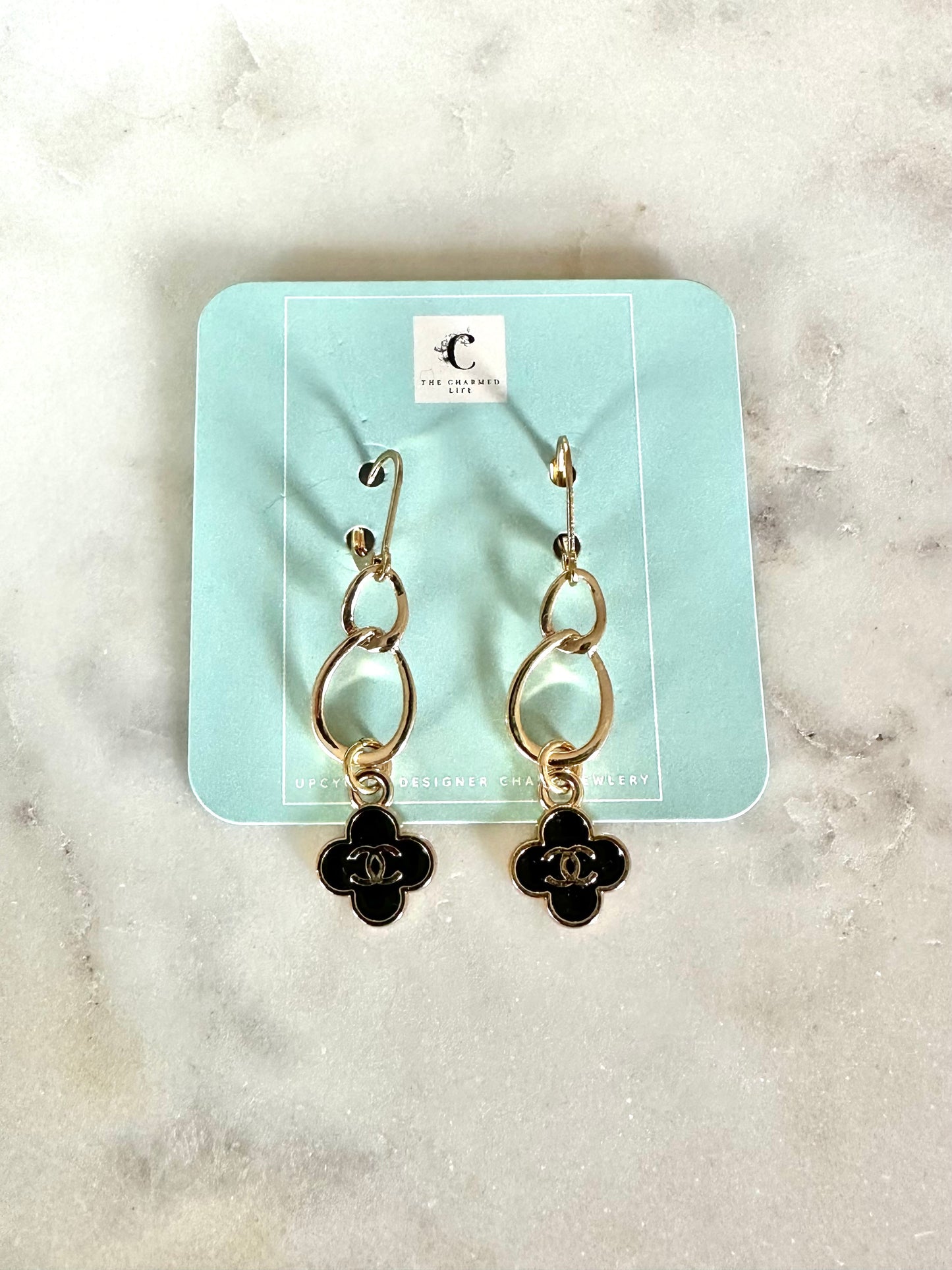 CC black clover pendant earrings