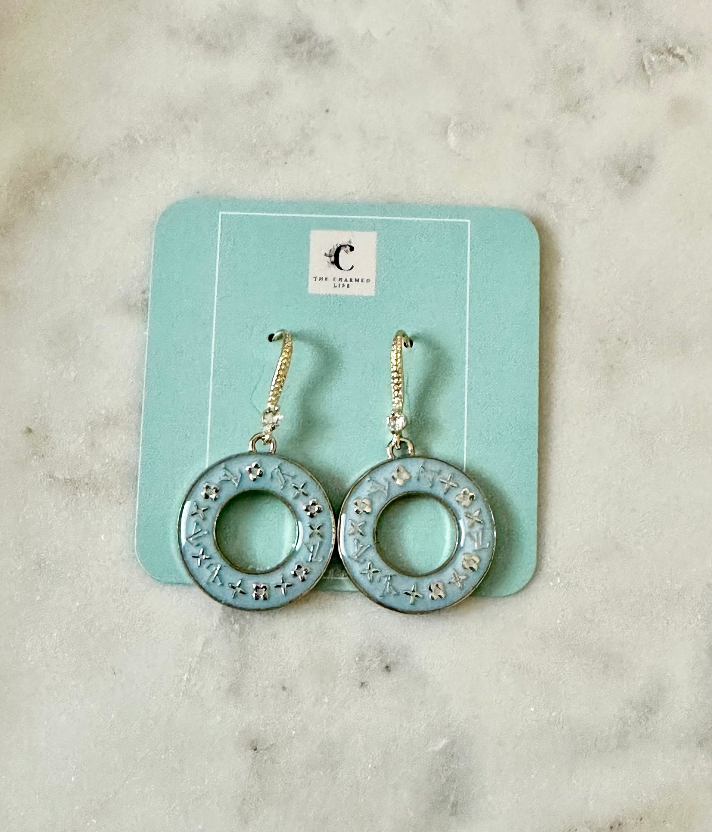 LV light blue donut earrings