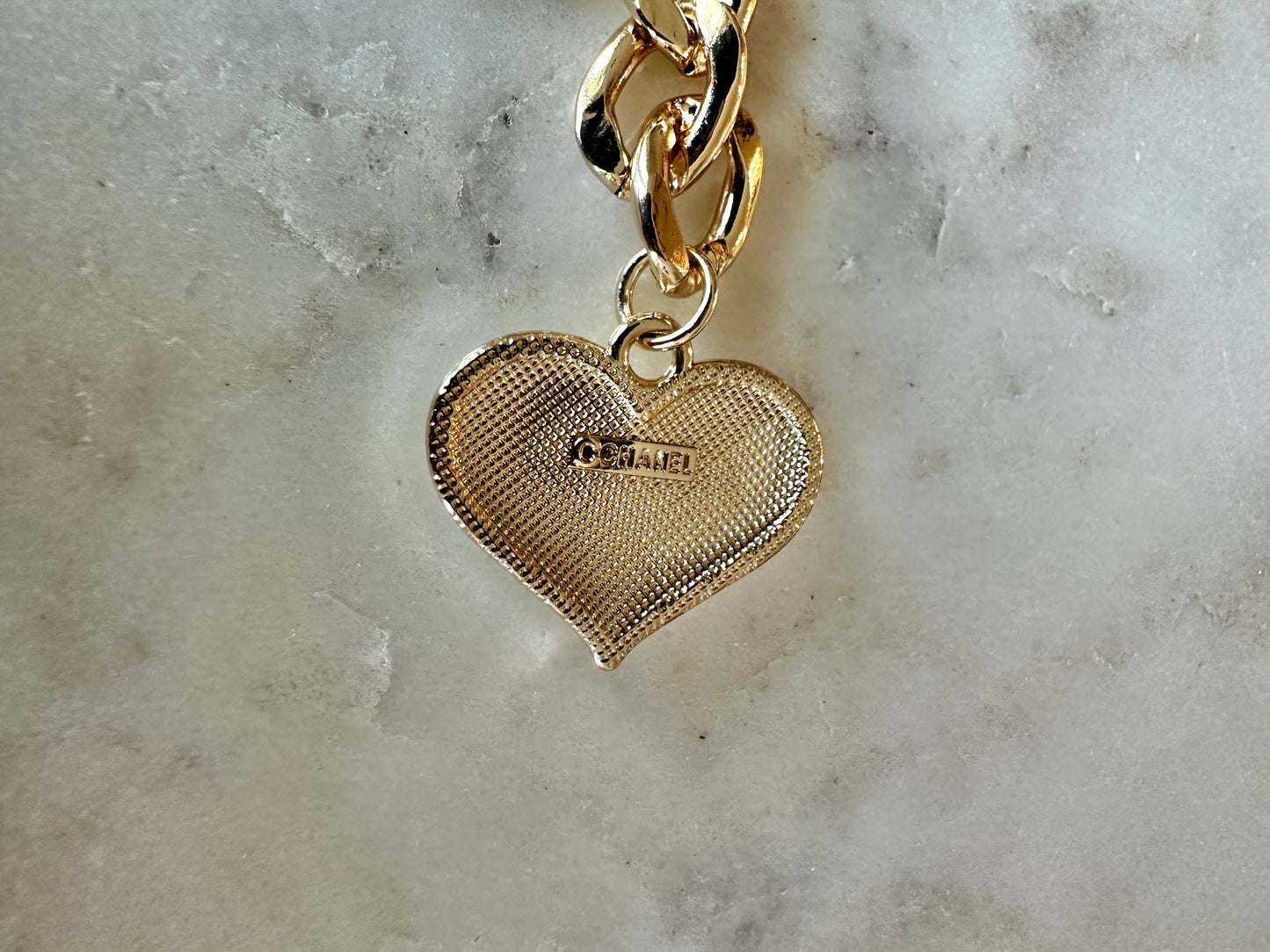 CC white heart keychain