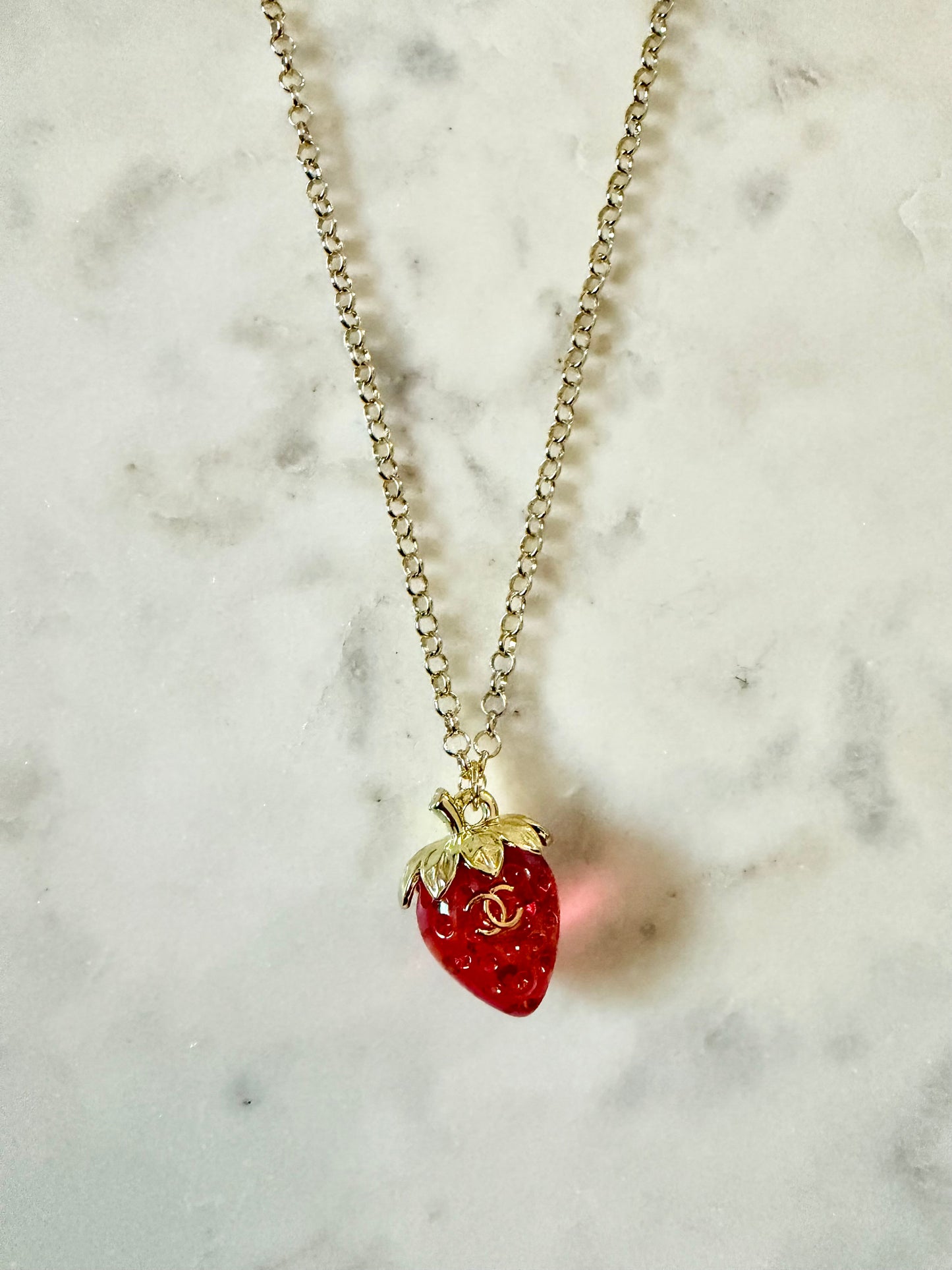 CC red strawberry resin necklace