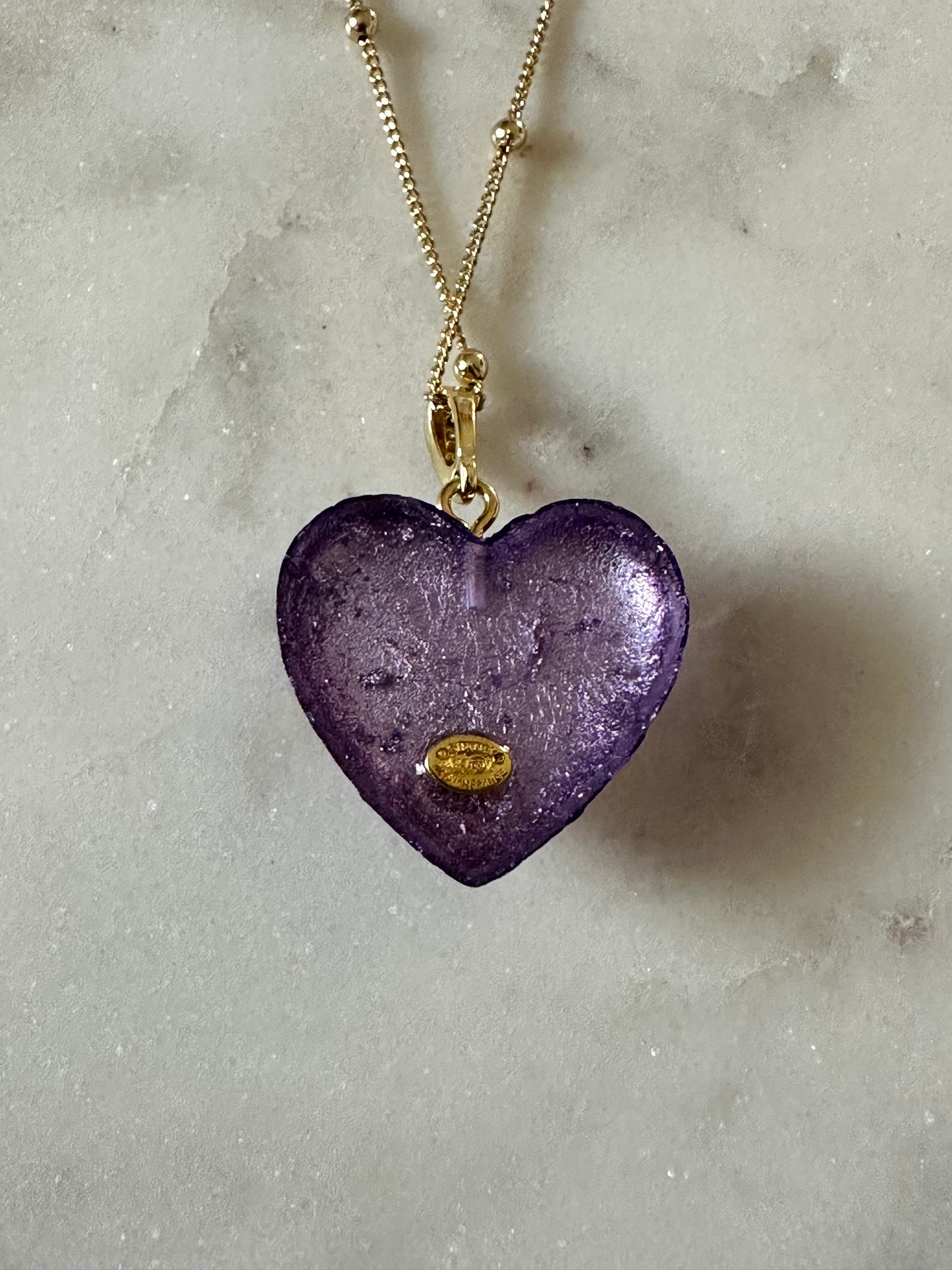 CC purple resin heart necklace