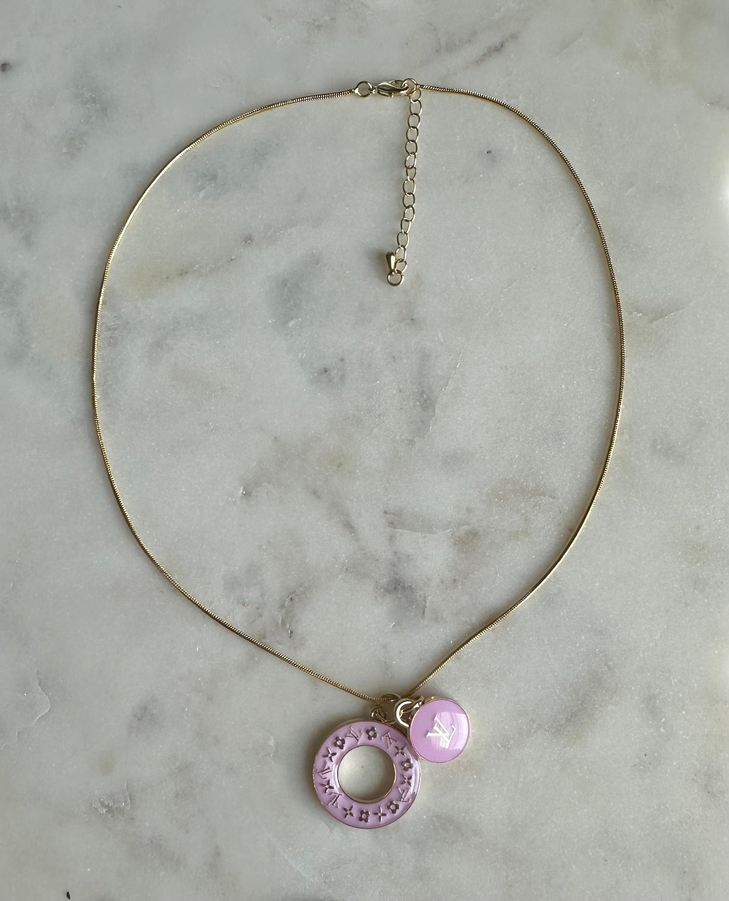 LV lavender donut necklace