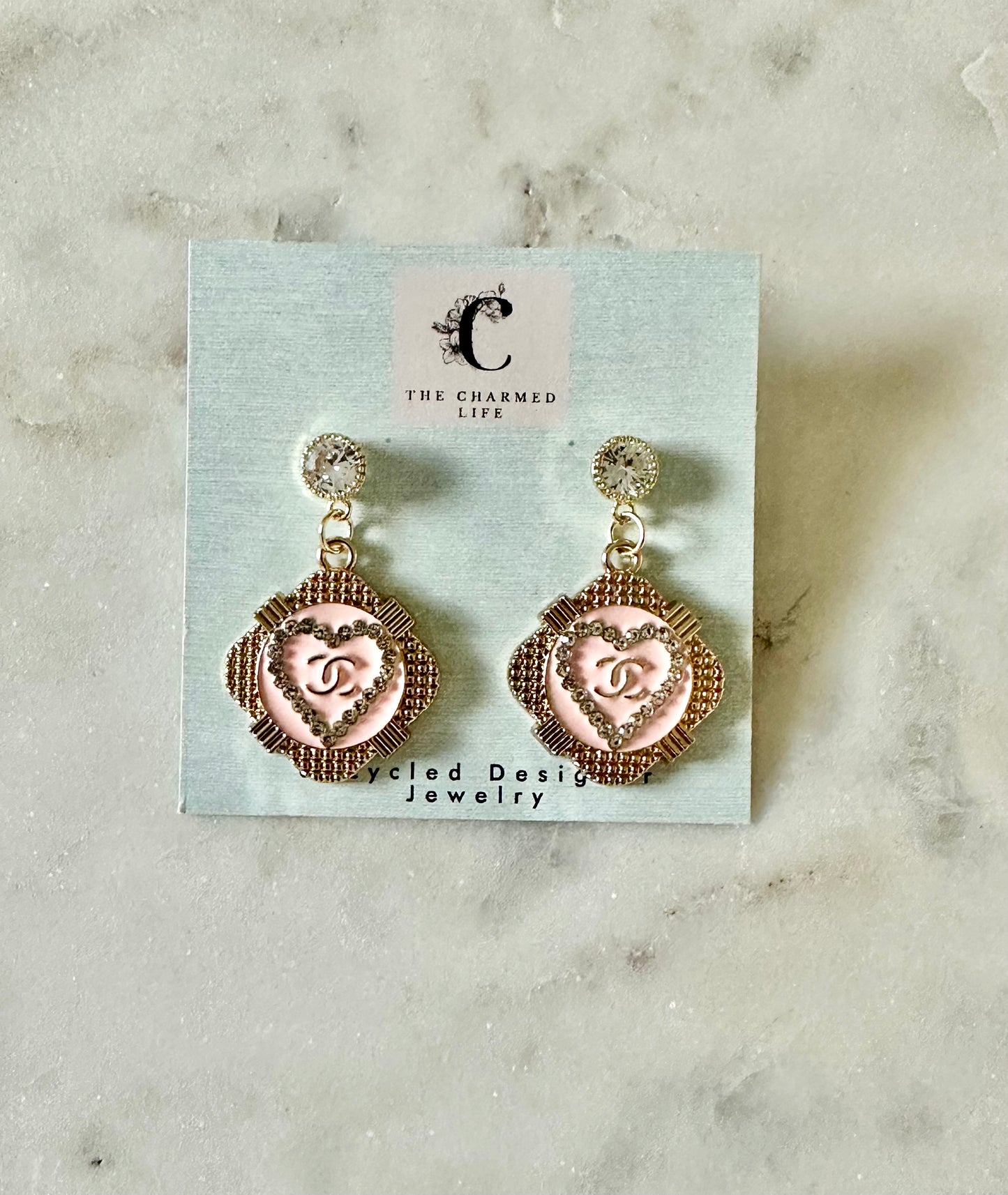 CC pink heart earrings