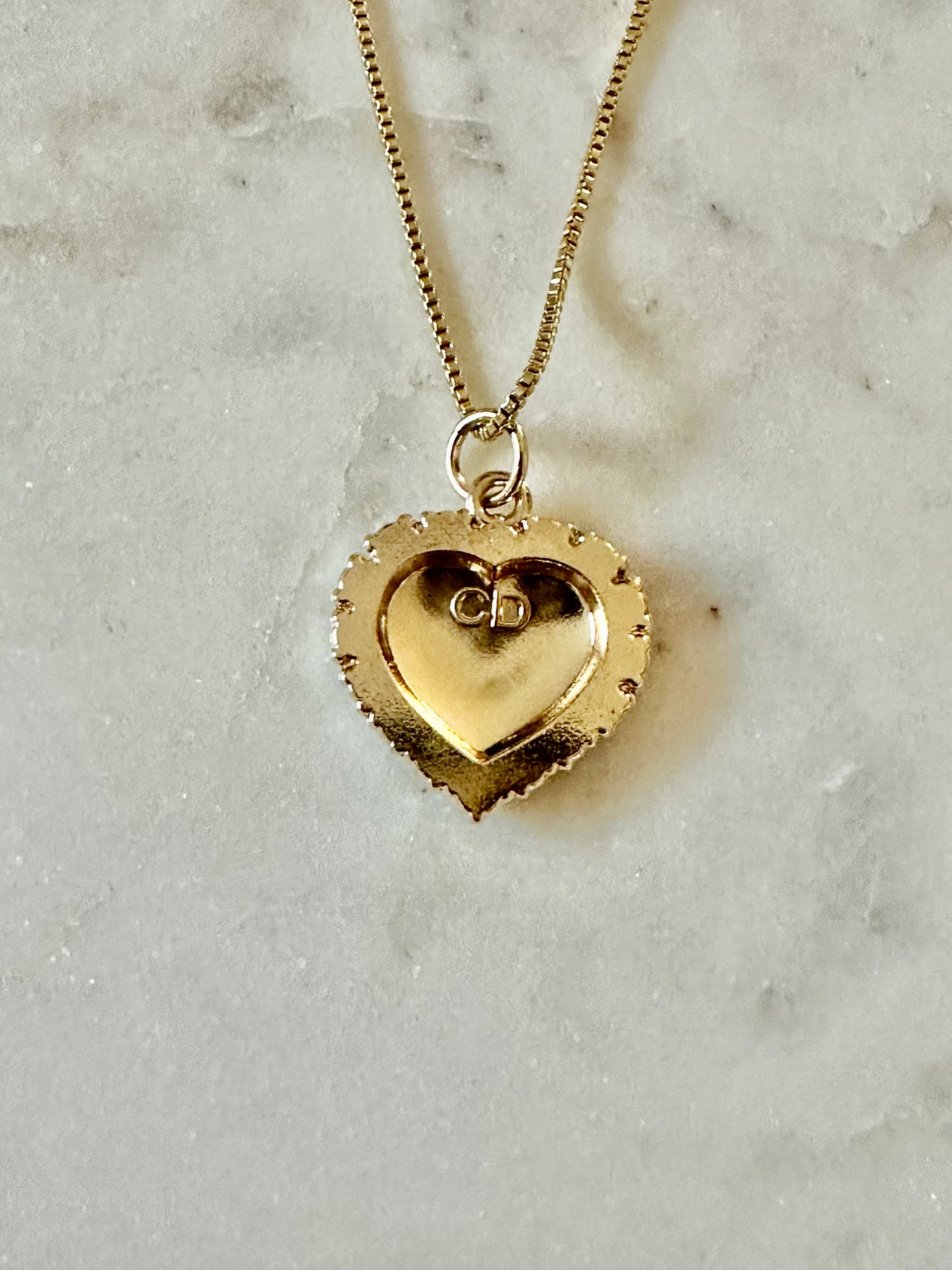 Dior heart dark green rhinestone necklace