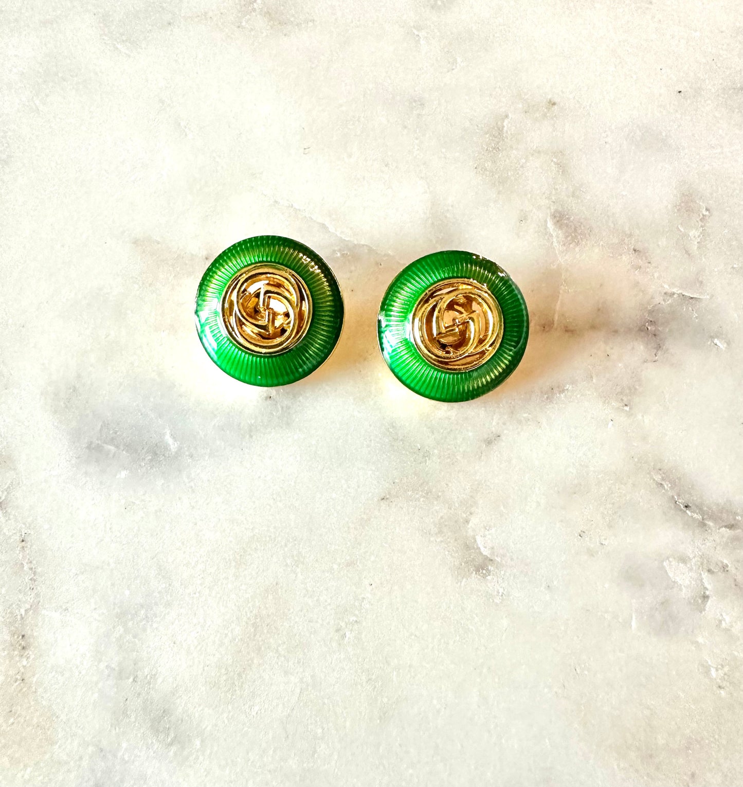 Gucci green button earrings