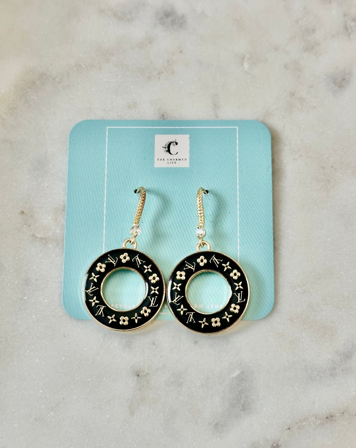 LV black donut earrings