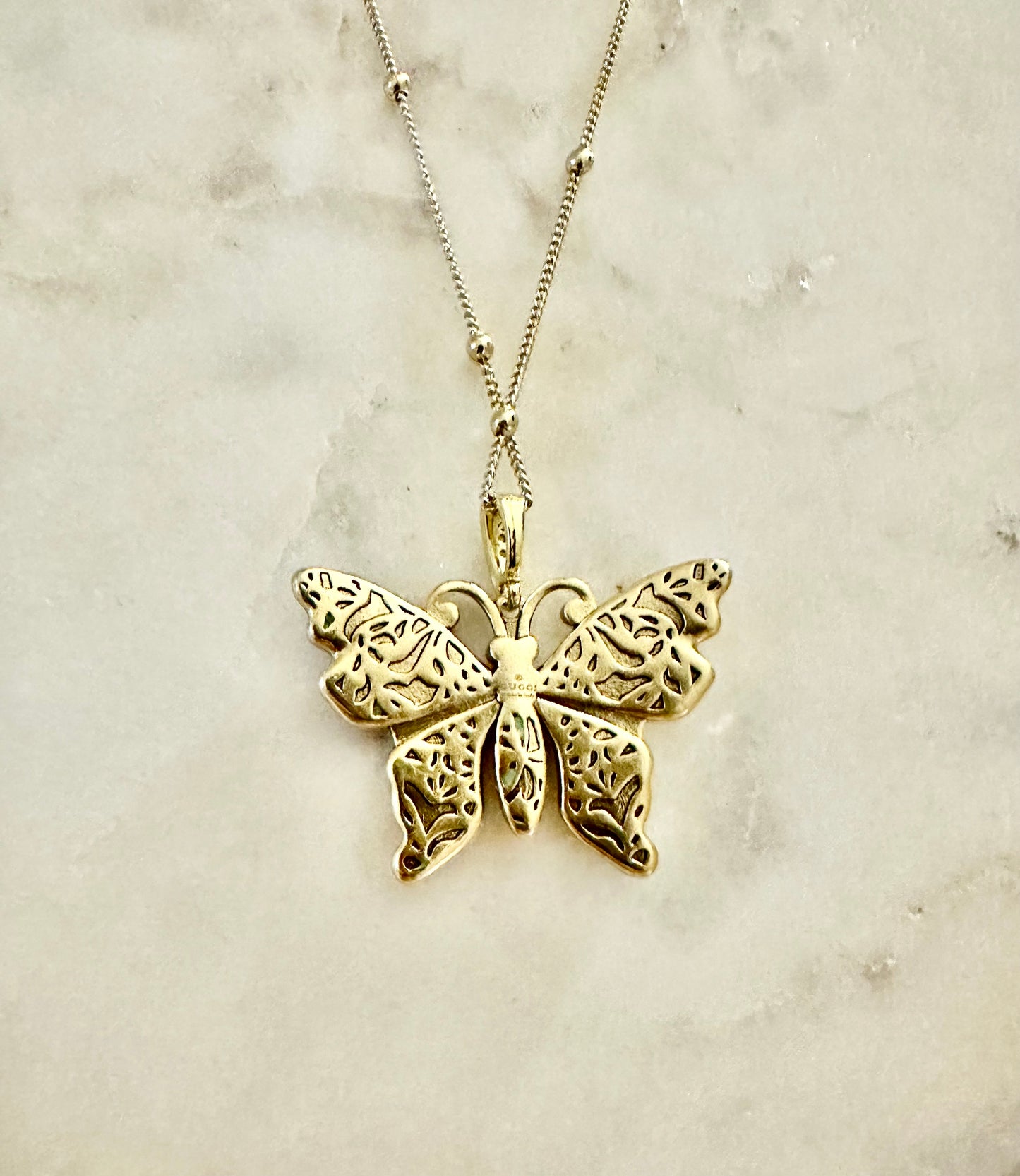 Gucci butterfly rhinestone necklace