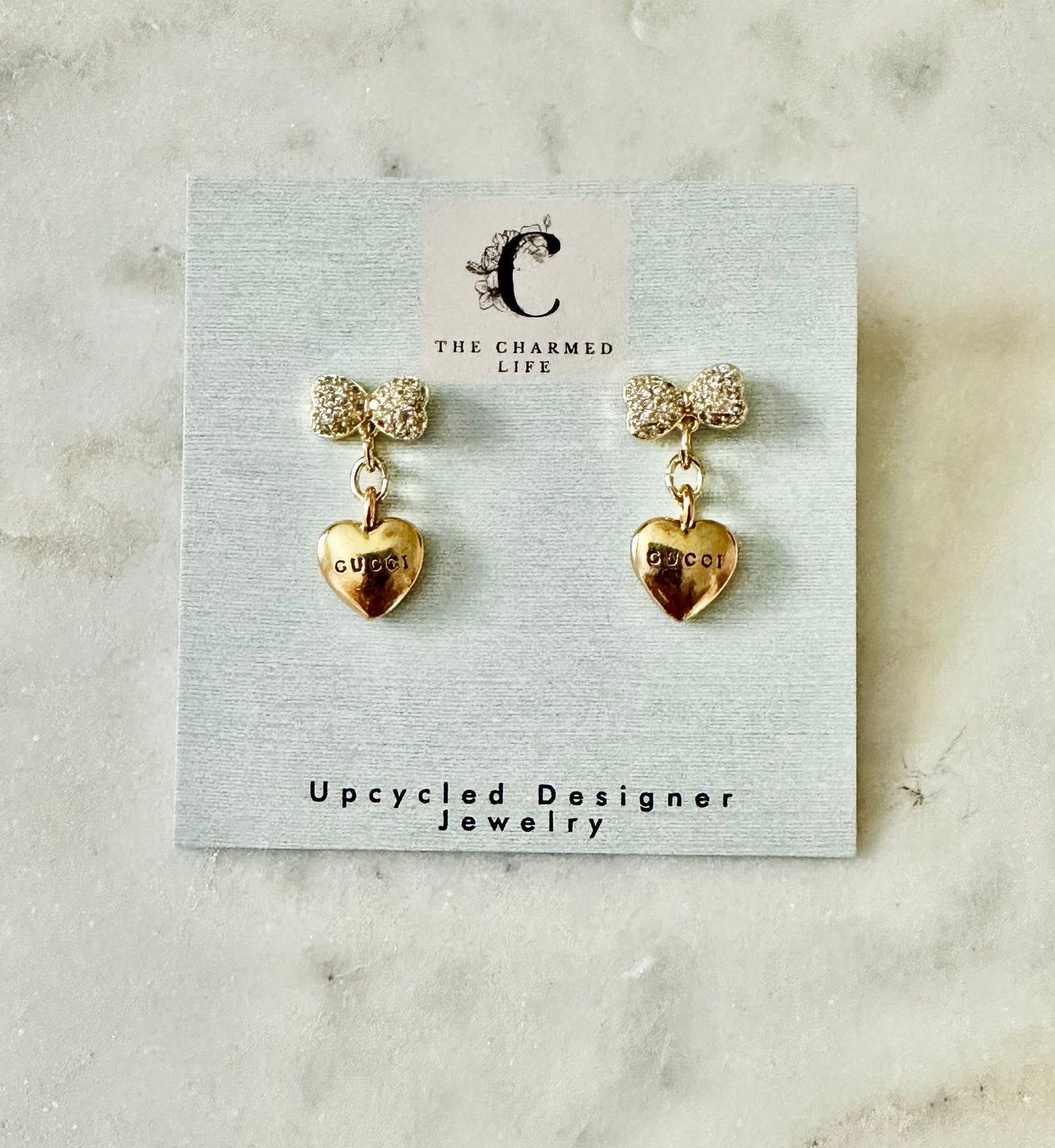 Mini Gucci heart with bow earrings