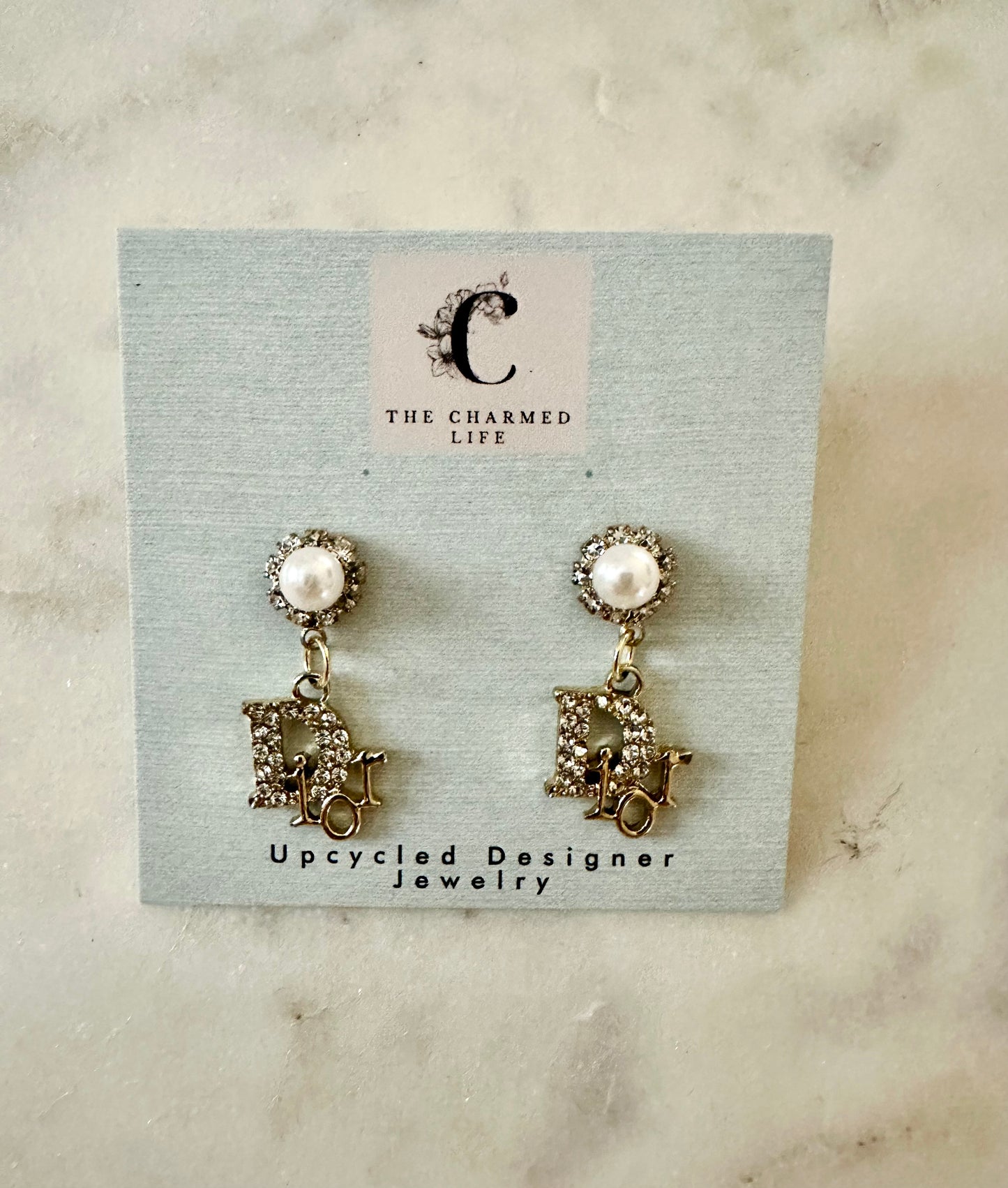 Dior rhinestone and faux pearl earrings