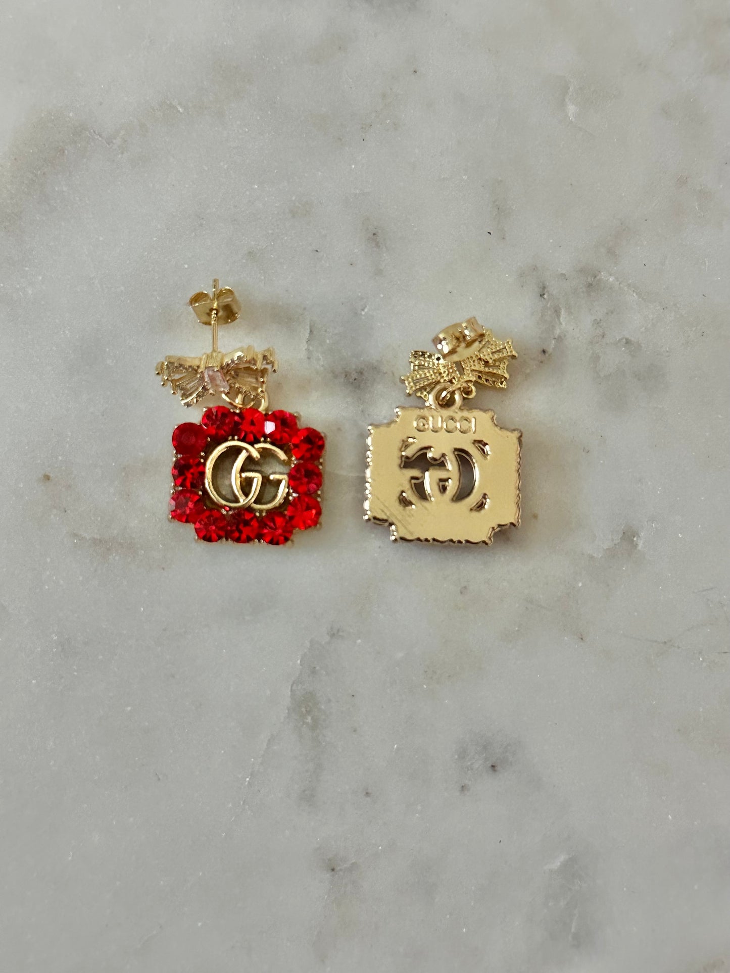 Gucci red rhinestone earrings
