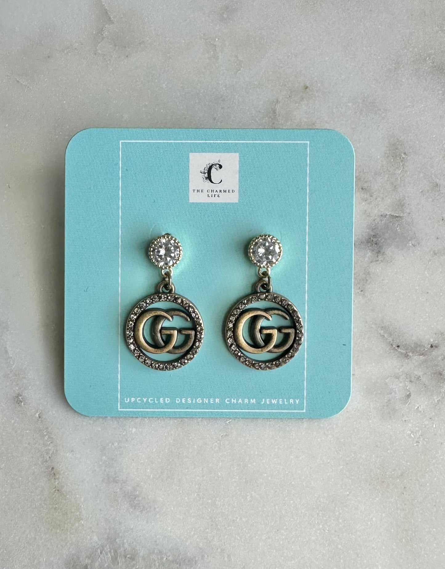 Gucci bronze rhinestone earrings