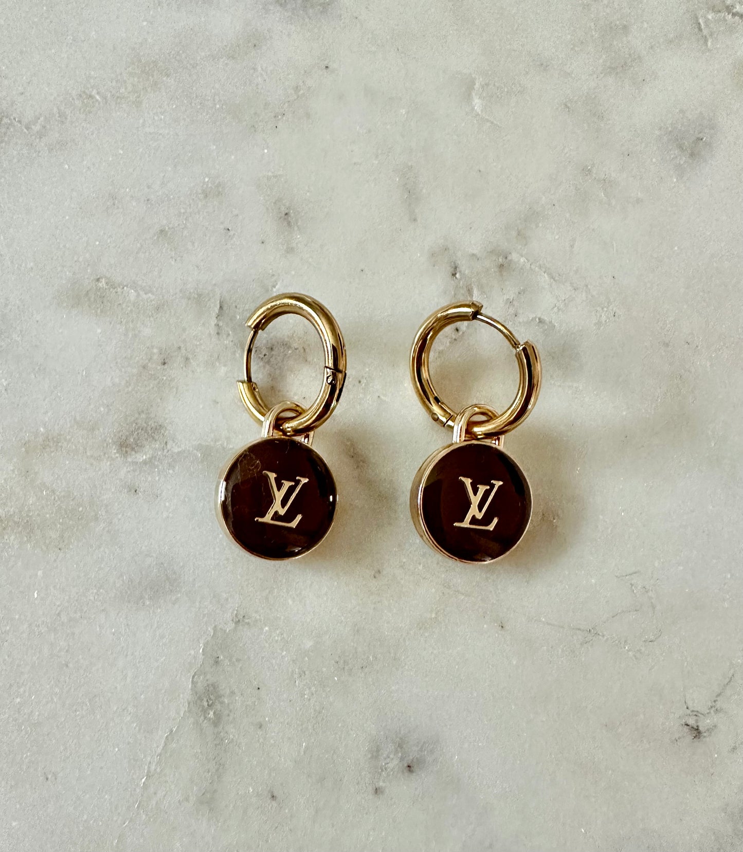 LV chocolate brown hoop earrings
