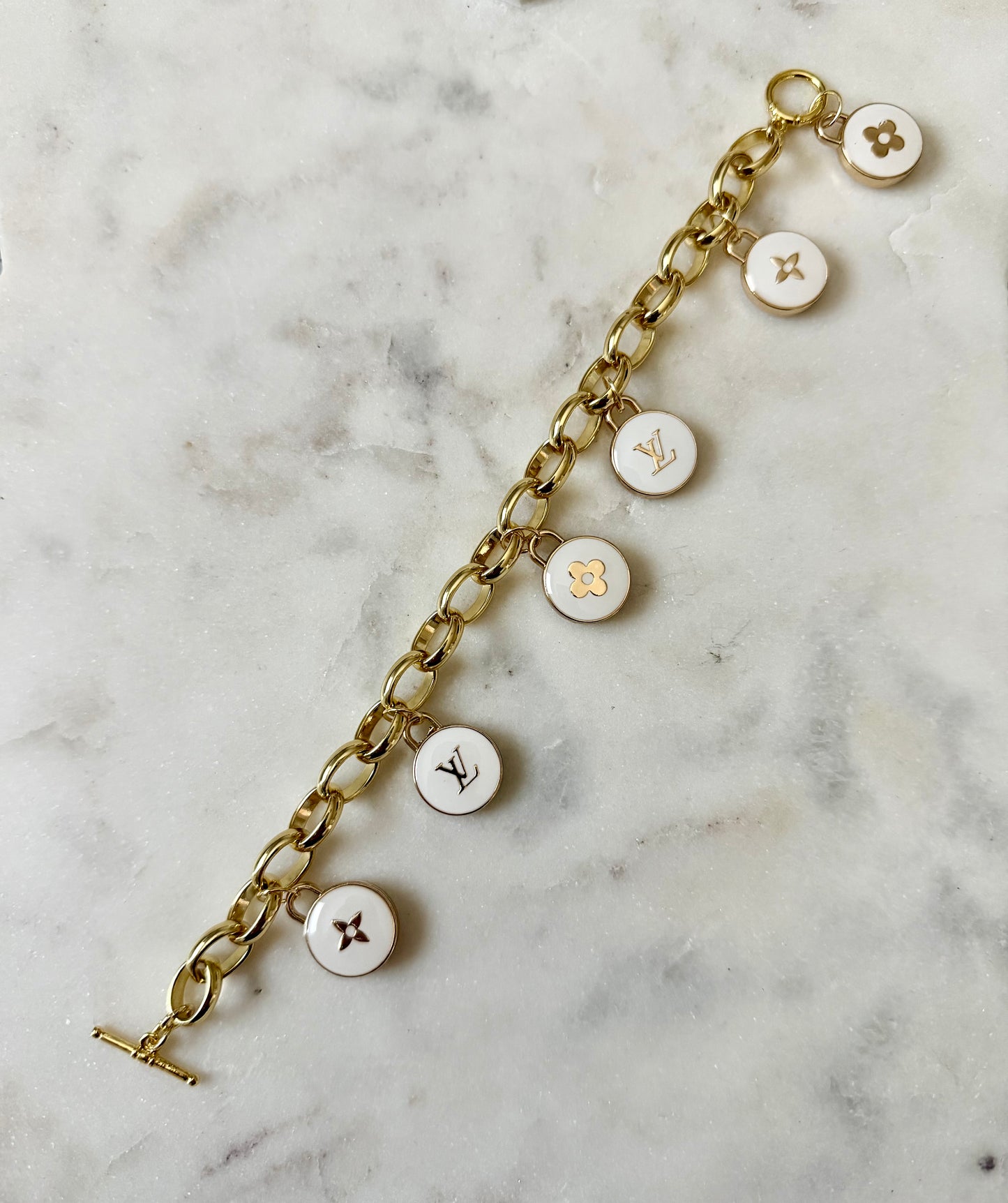 LV white skittles bracelet