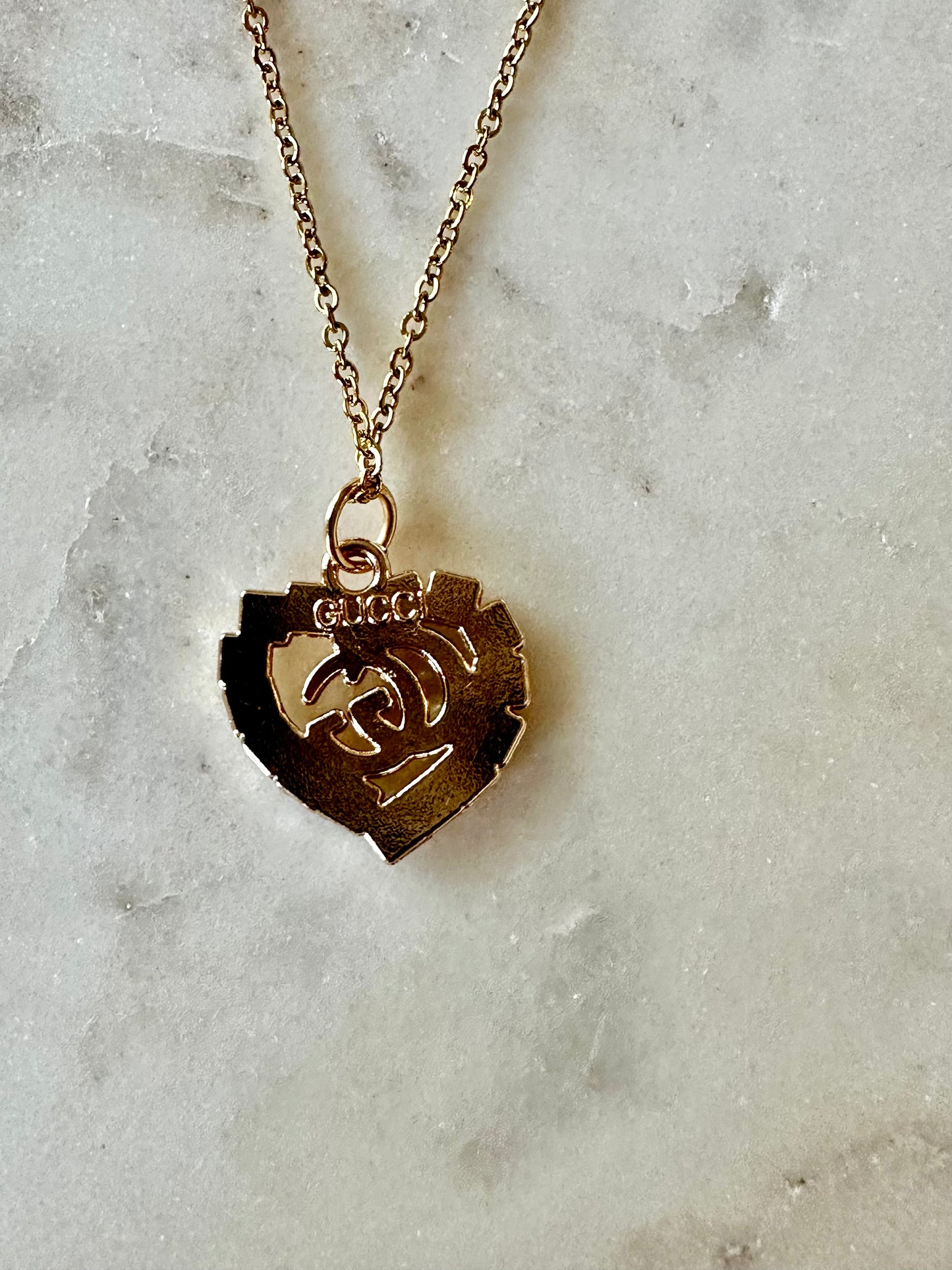 Gucci rhinestone heart neck