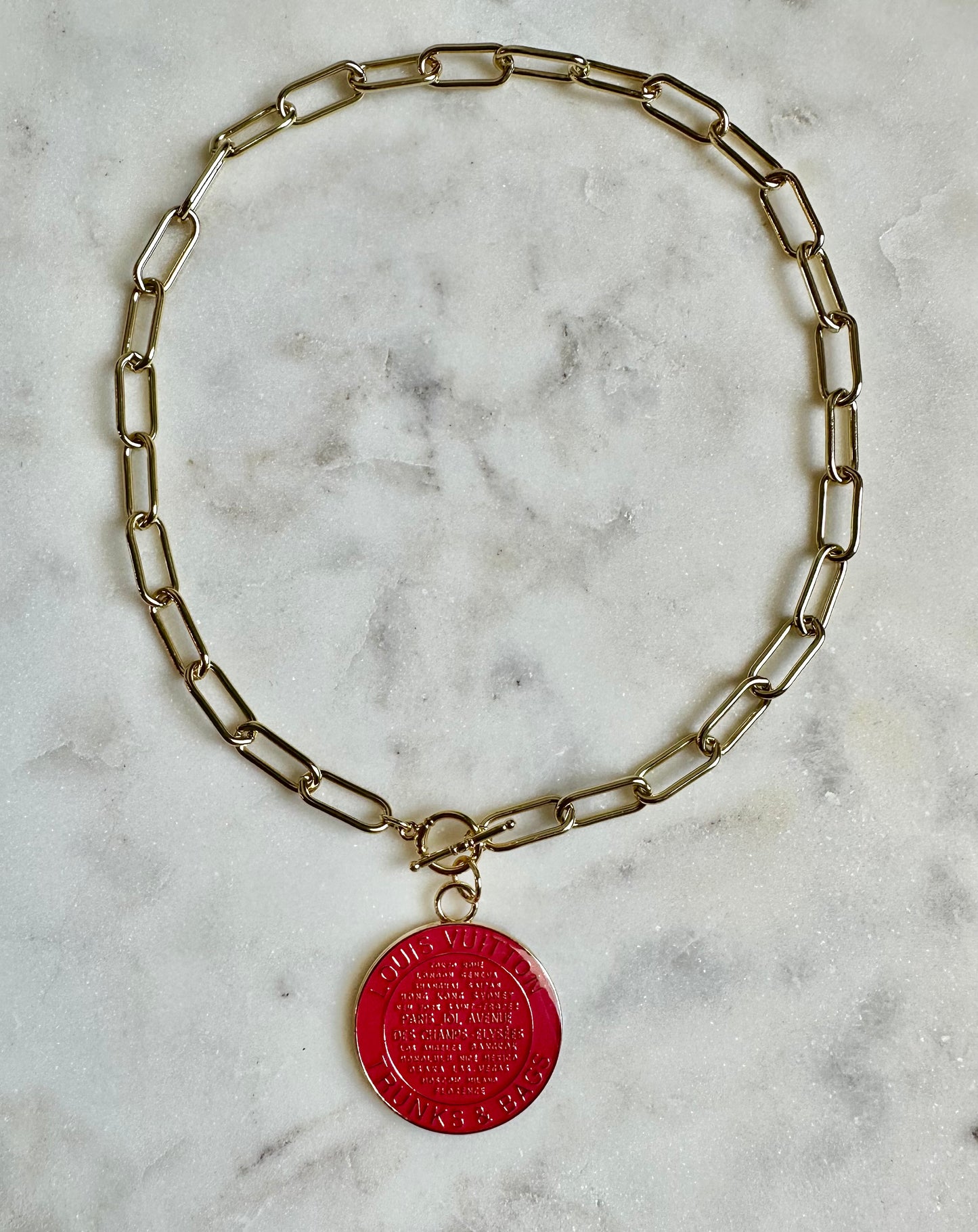 LV red trunks&bag necklace