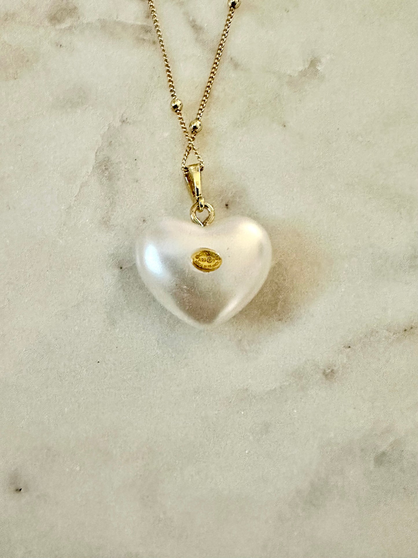 CC faux pearl heart necklace