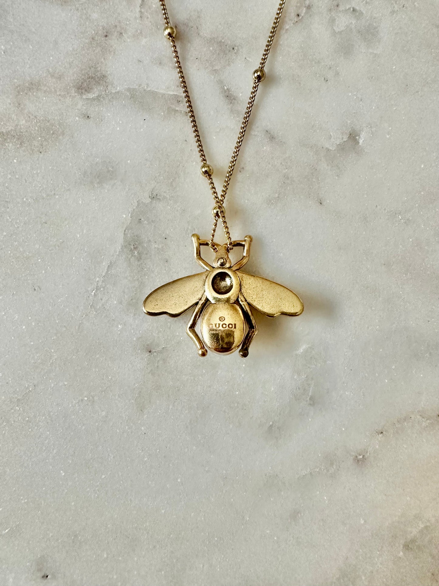 Gucci pearl bee necklace