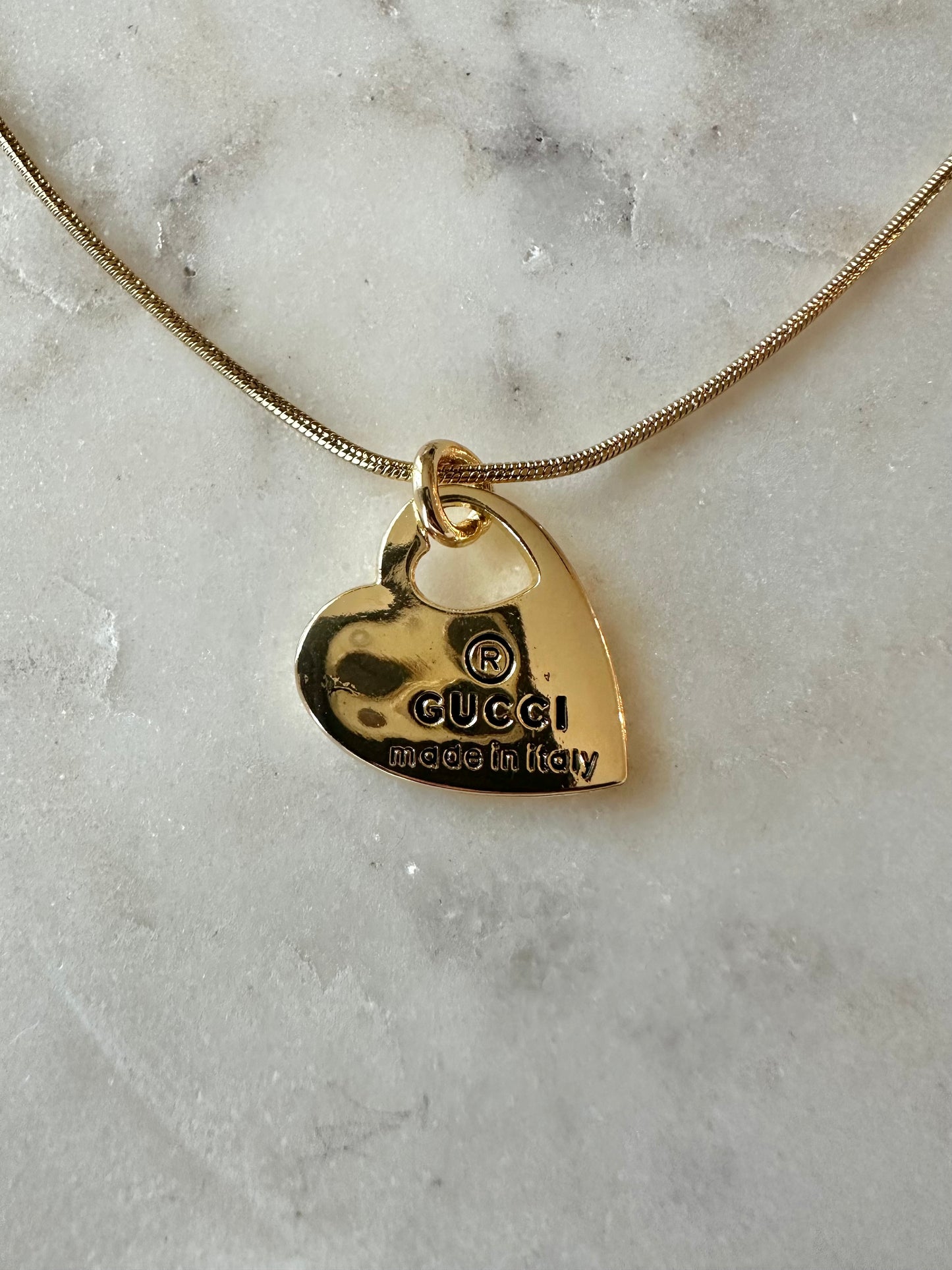 Gucci gold heart necklace 16”