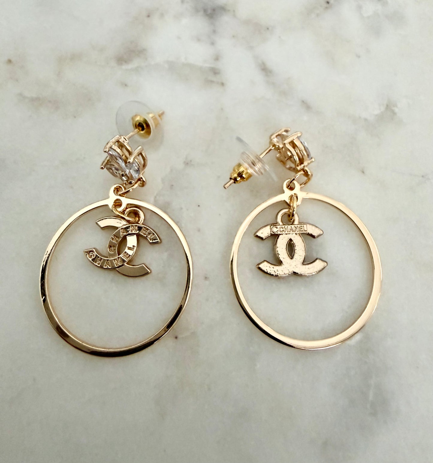 CC with rhinestone halo earrings