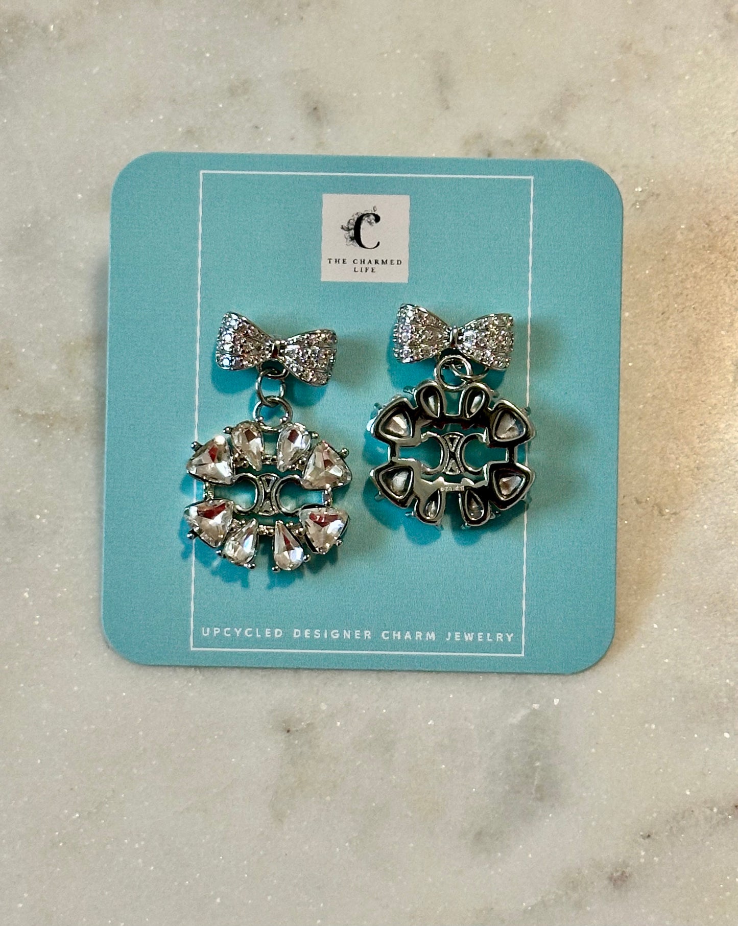 Celine rhinestone bow earrings
