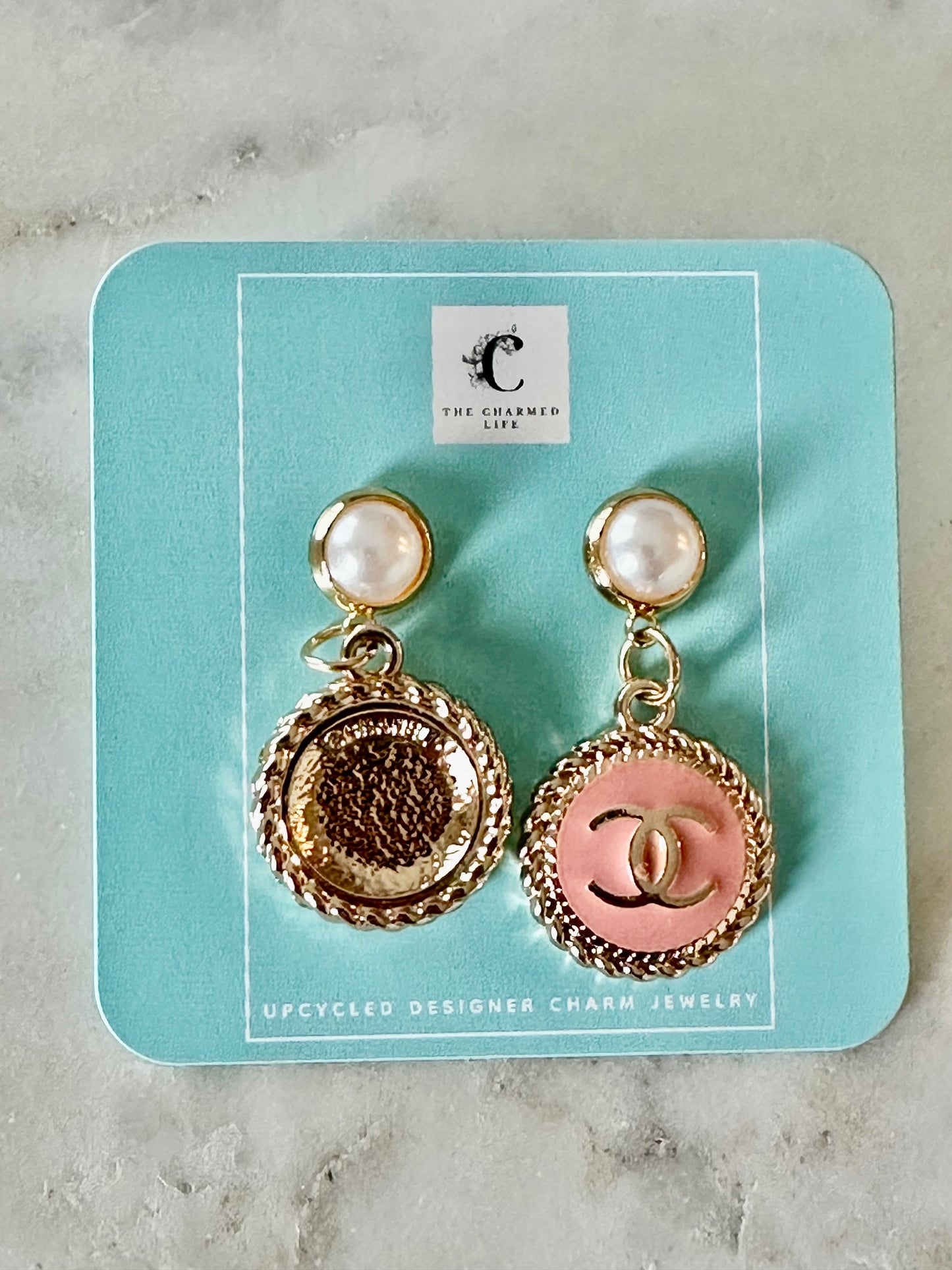 CC Blush pink faux pearl earrings