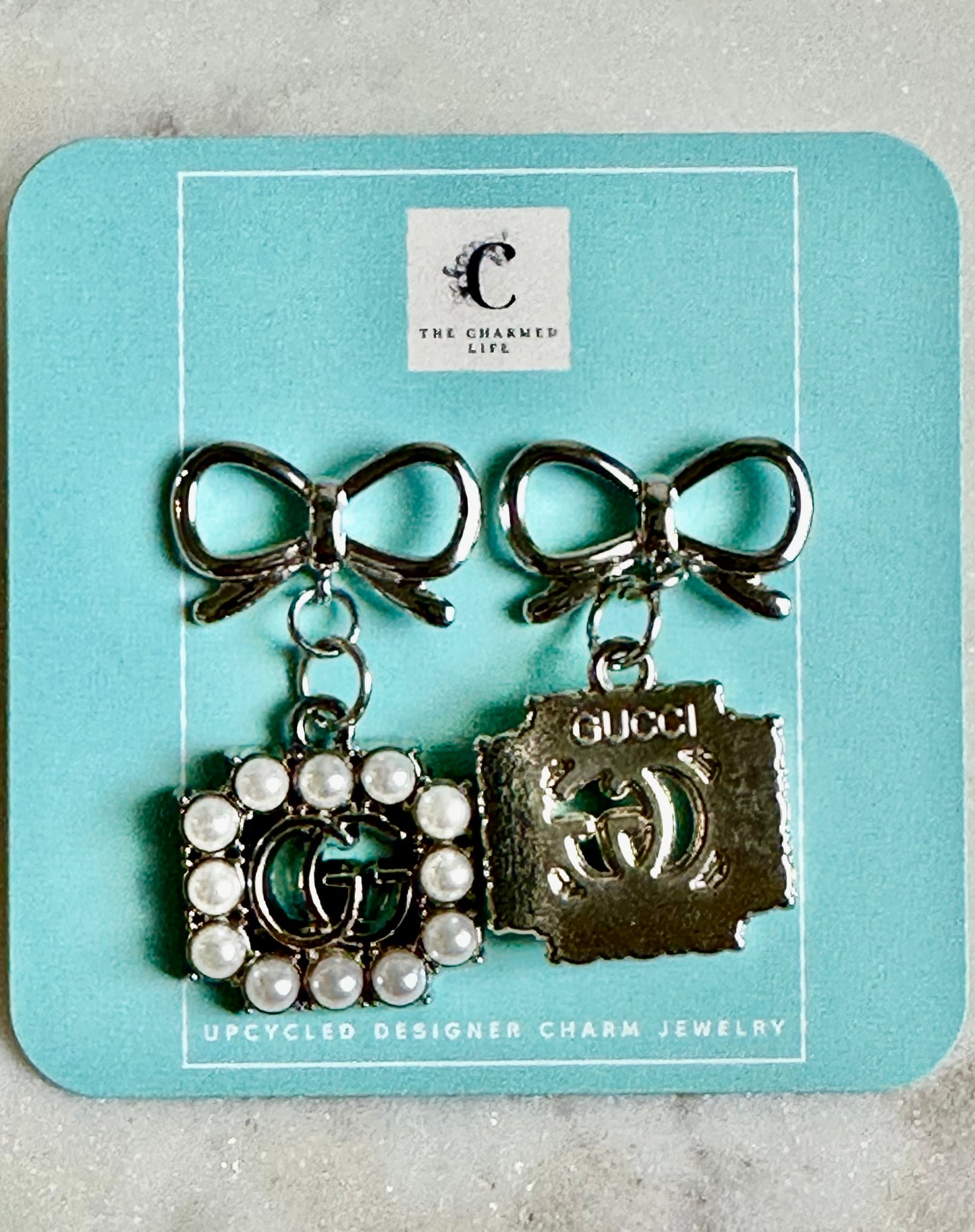 Gucci faux pearl bow earrings