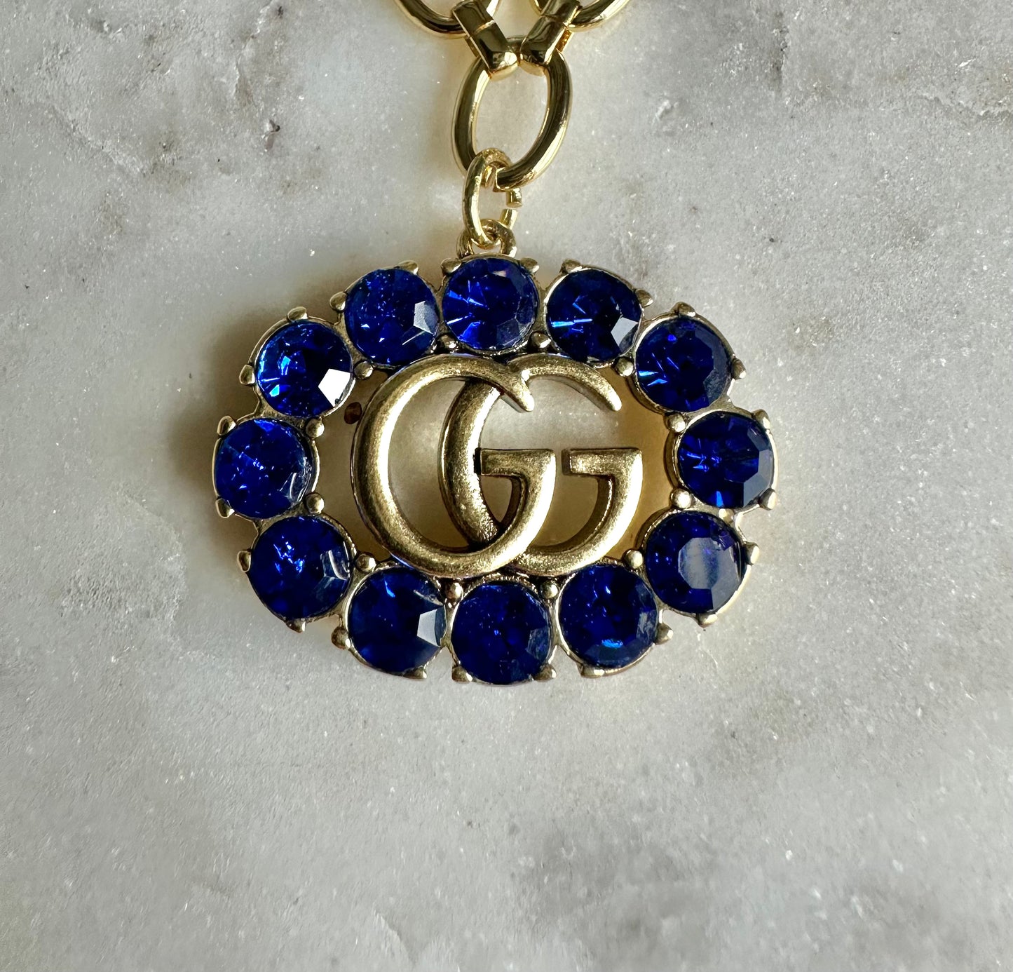 Gucci royal blue rhinestone necklace