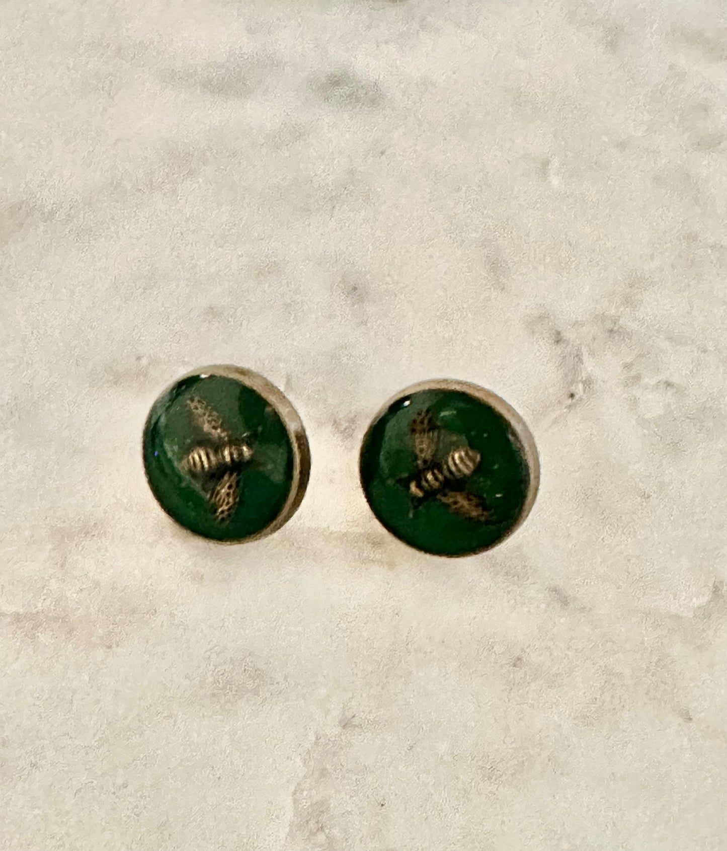 Gucci green bee button earrings