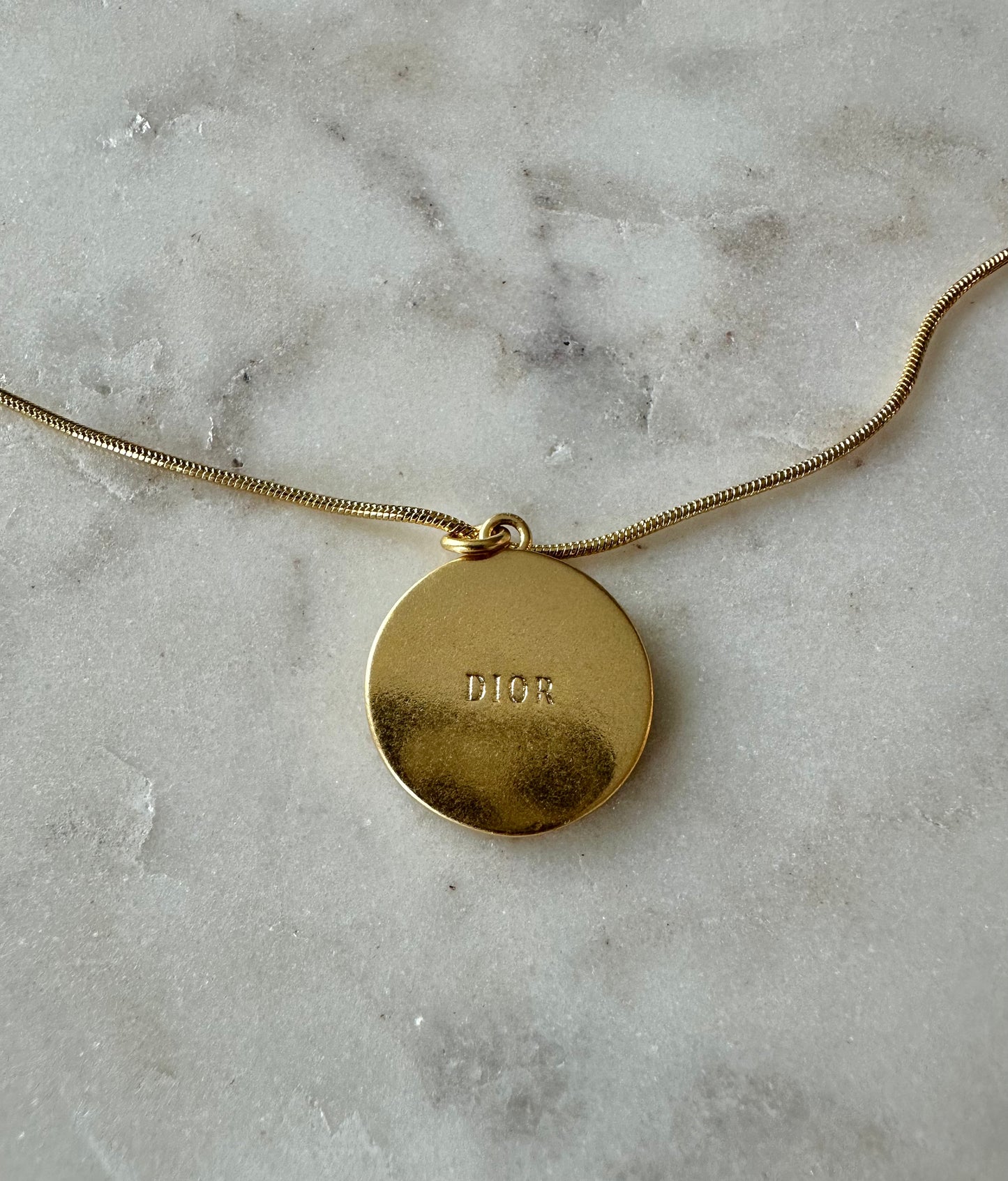 Dior black and gold tone necklace 16”