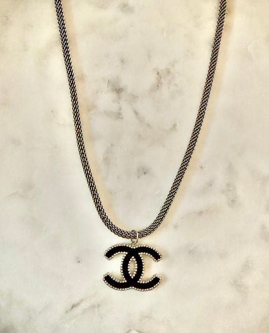 CC black and rhinestone necklace 22”