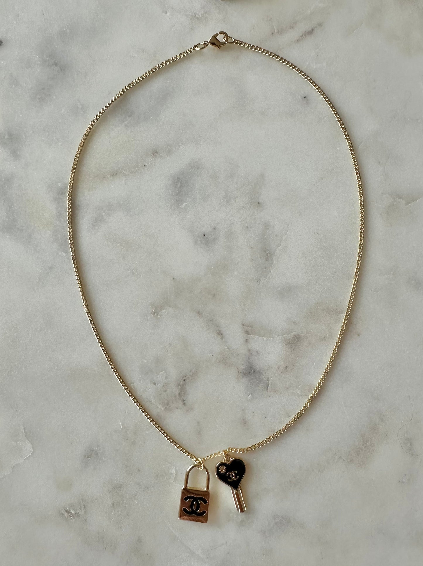 CC lock and key necklace 16”