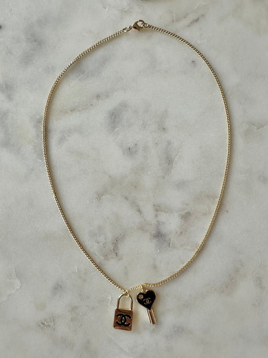 CC lock and key necklace 16”