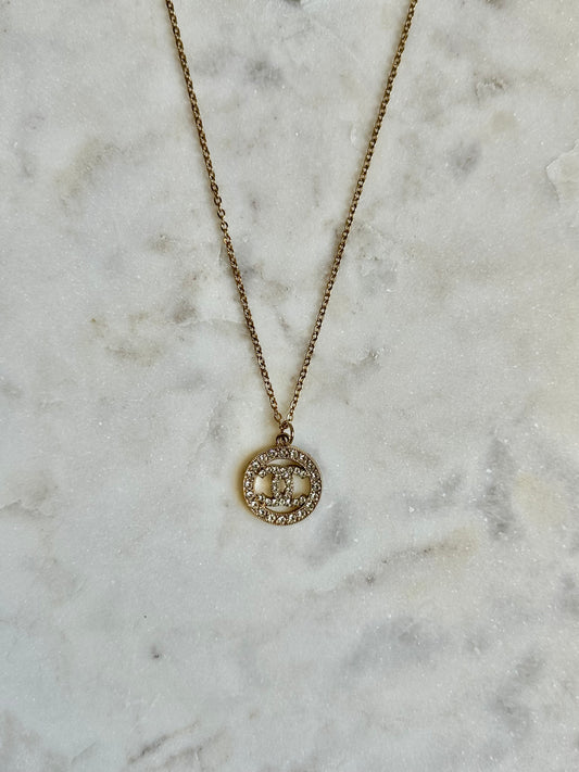 CC rhinestone round necklace