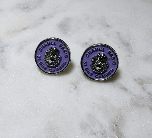 Chanel lion button earrings