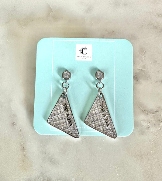 Prada rhinestones pendant earrings