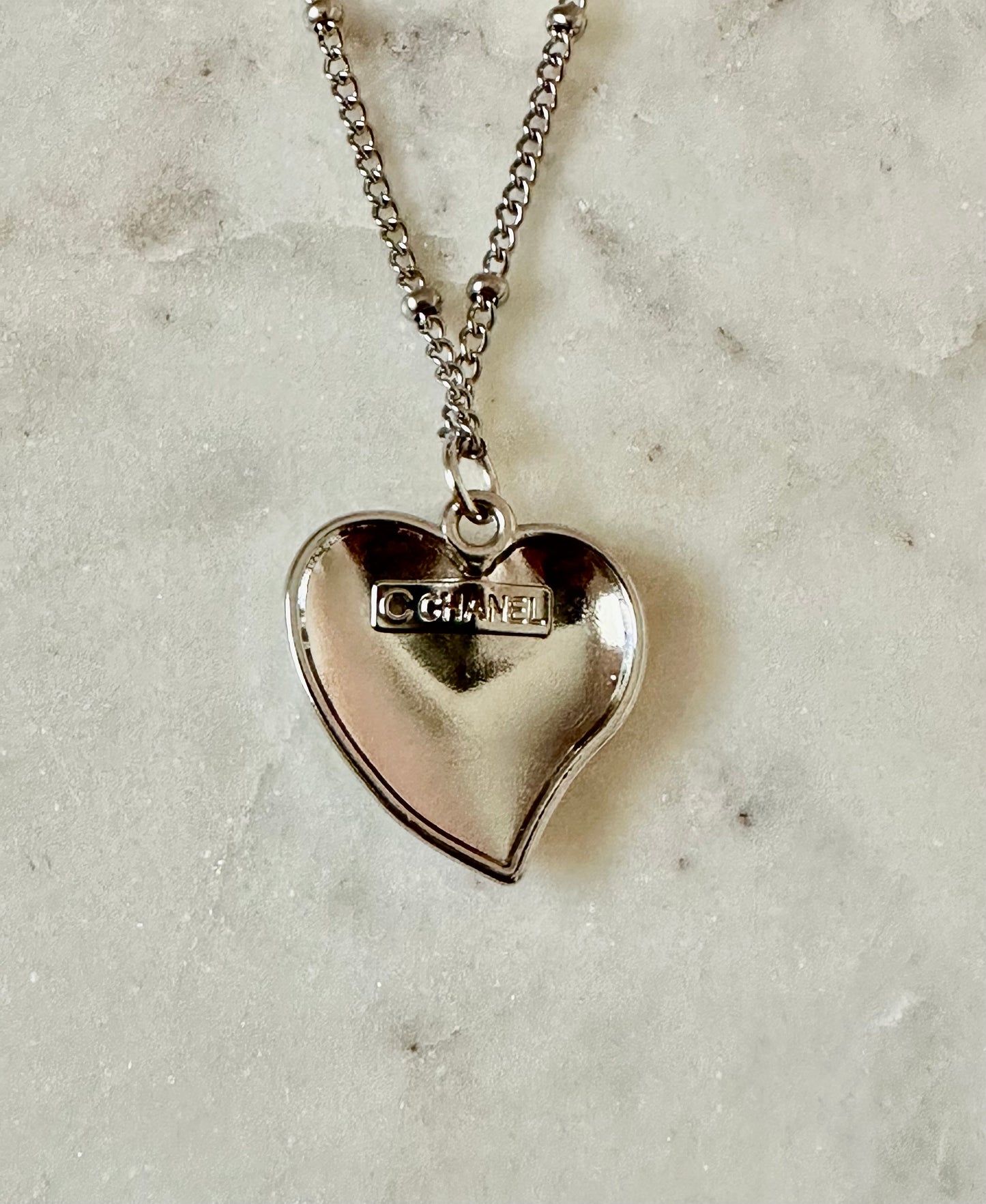CC white heart necklace