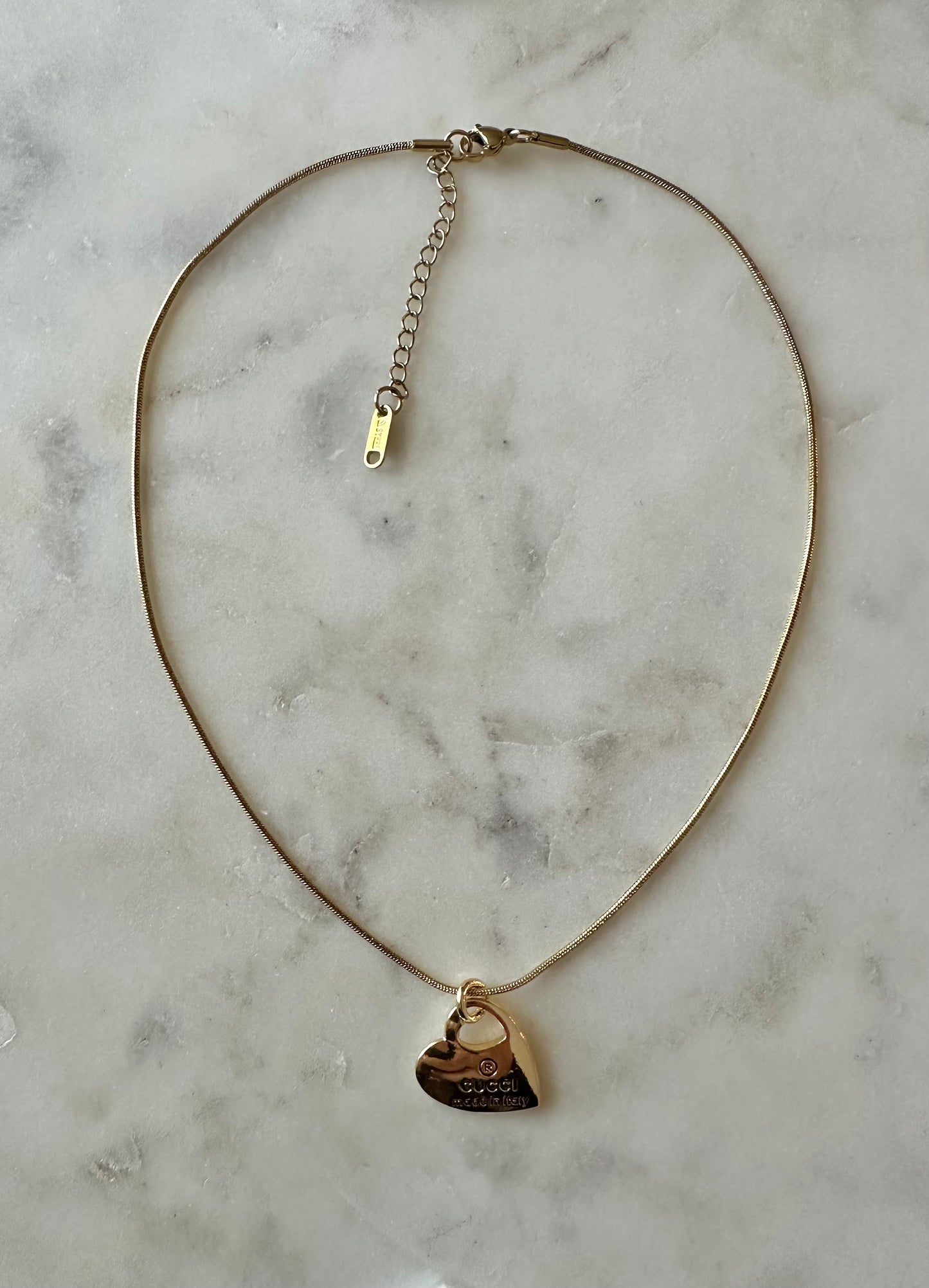 Gucci gold heart necklace 16”