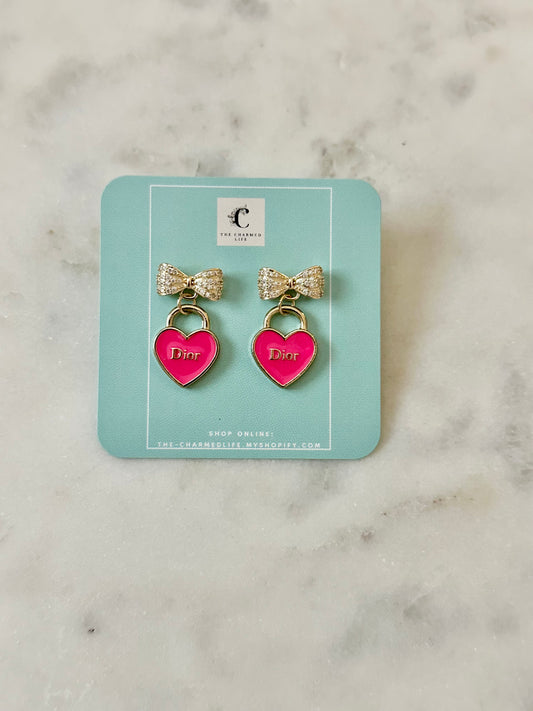 Dior pink heart earrings