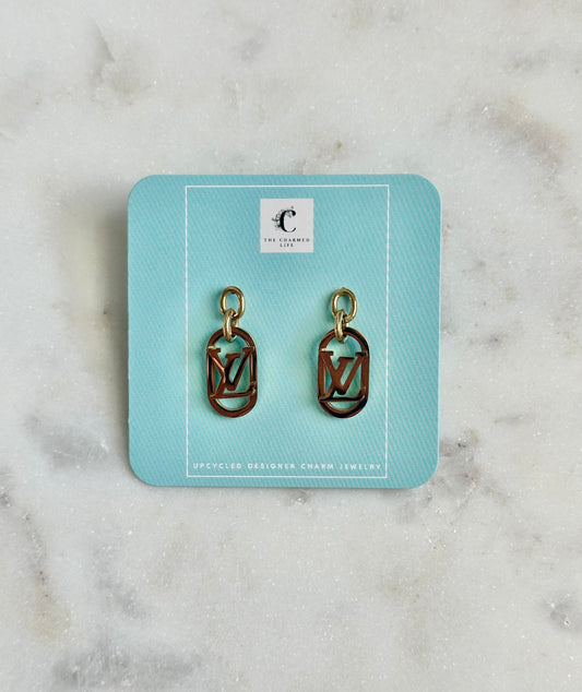 LV gold tone earrings