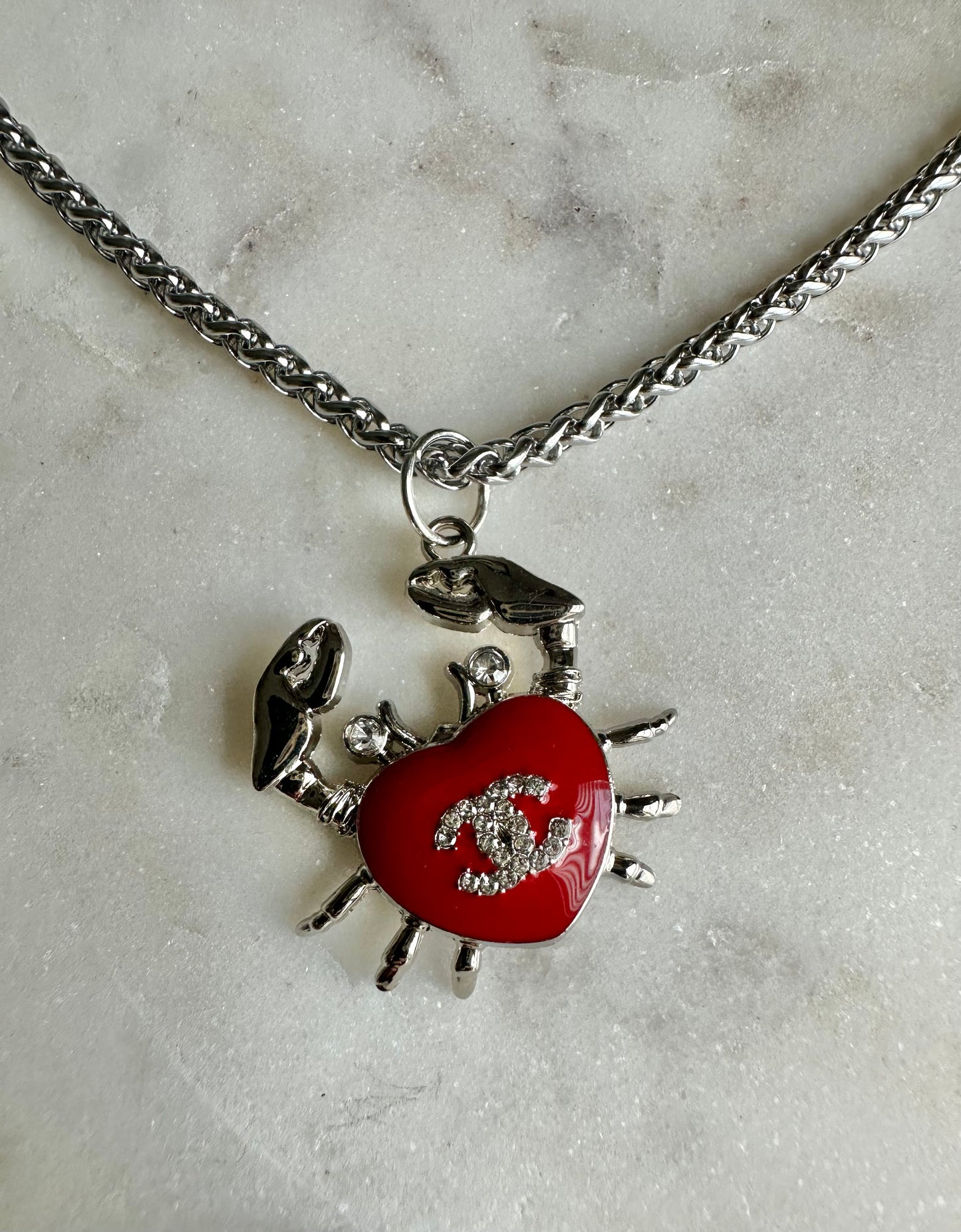 CC red crab necklace
