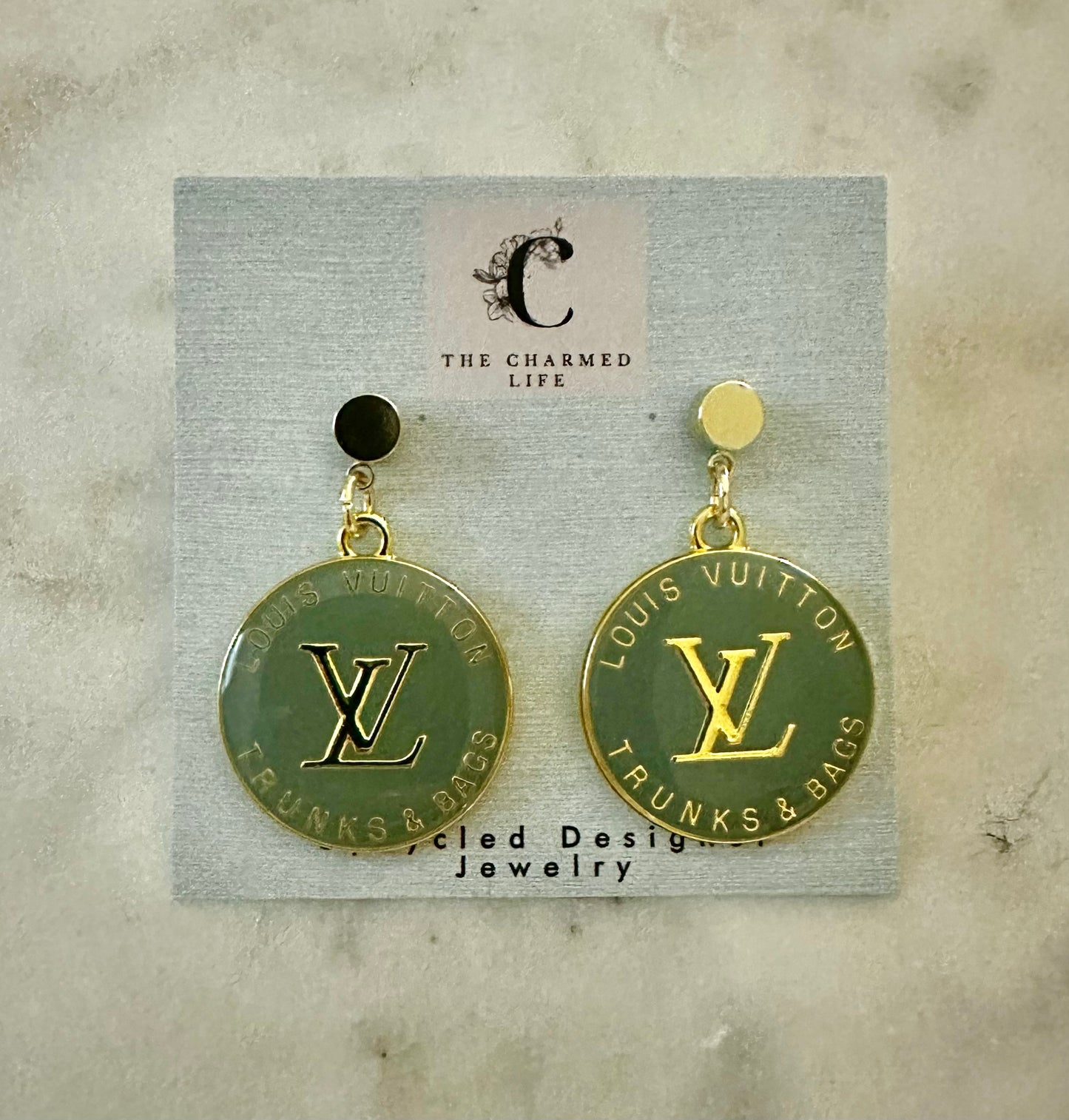 LV Sage green trunks&bag earrings