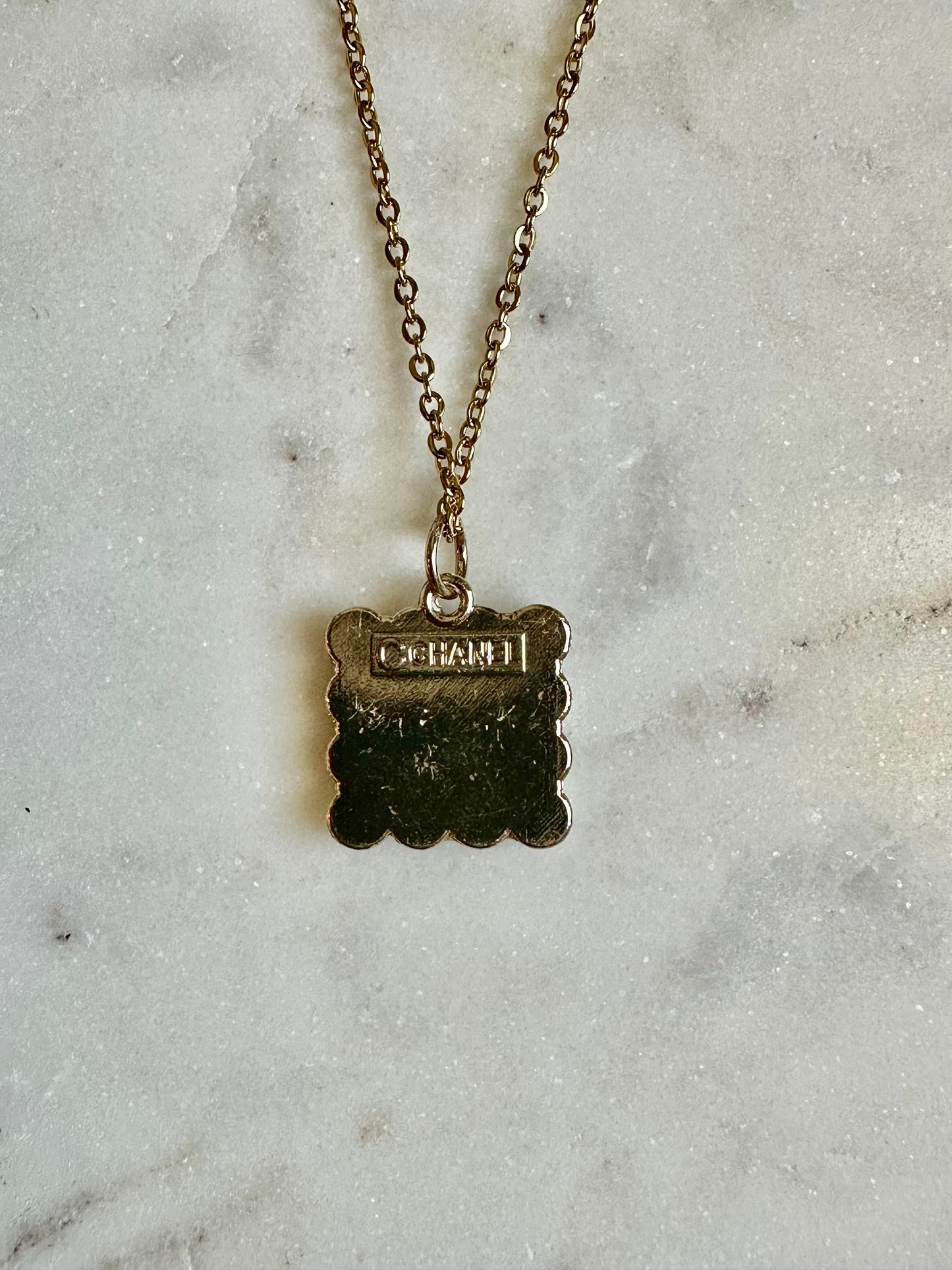 CC red rhinestone square necklace
