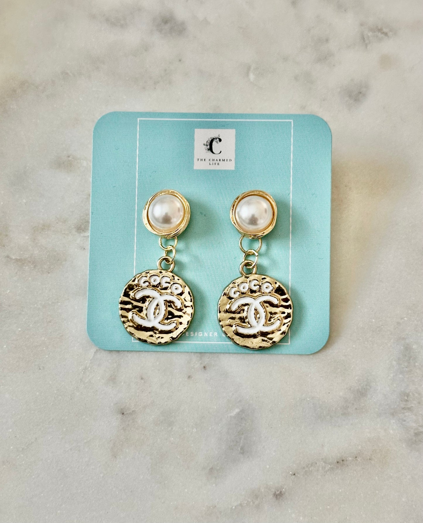 CC Coco faux pearl earrings