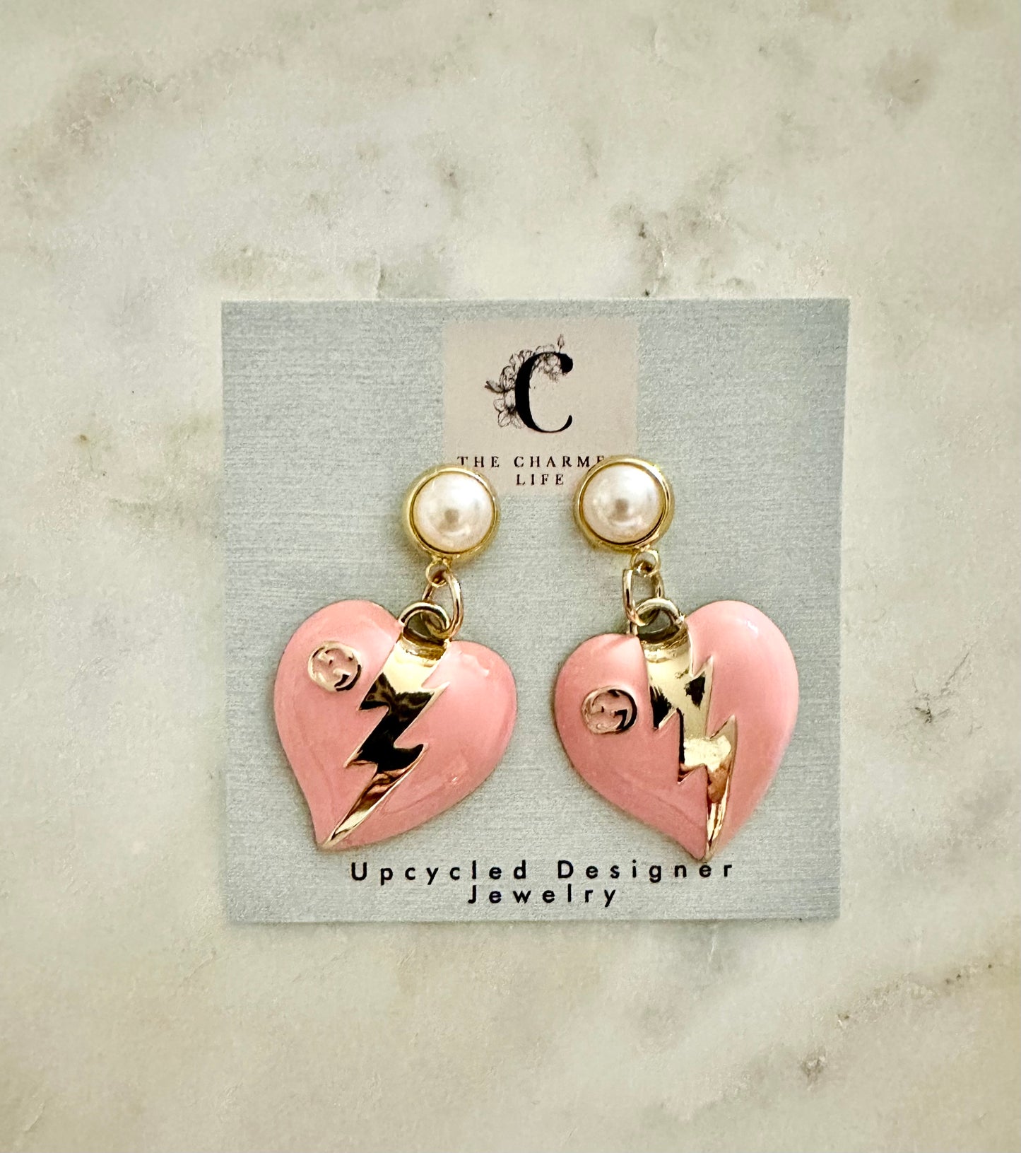 Gucci pink heart earrings