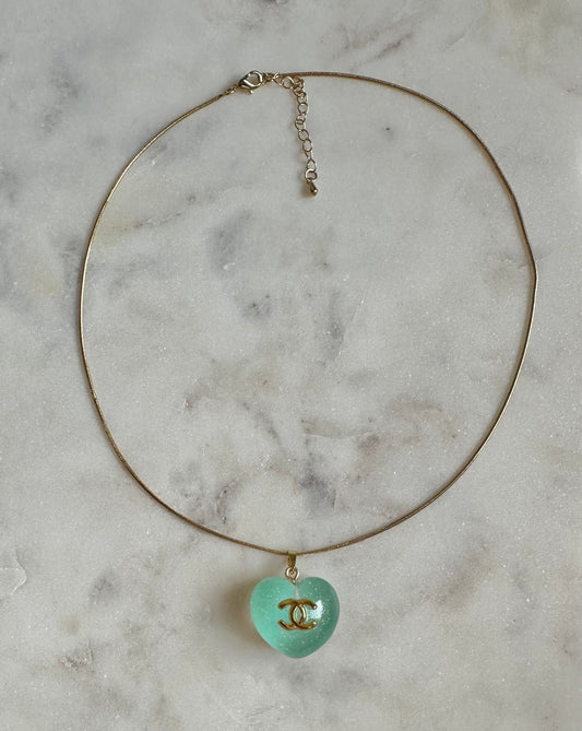 CC resin heart necklace 16”